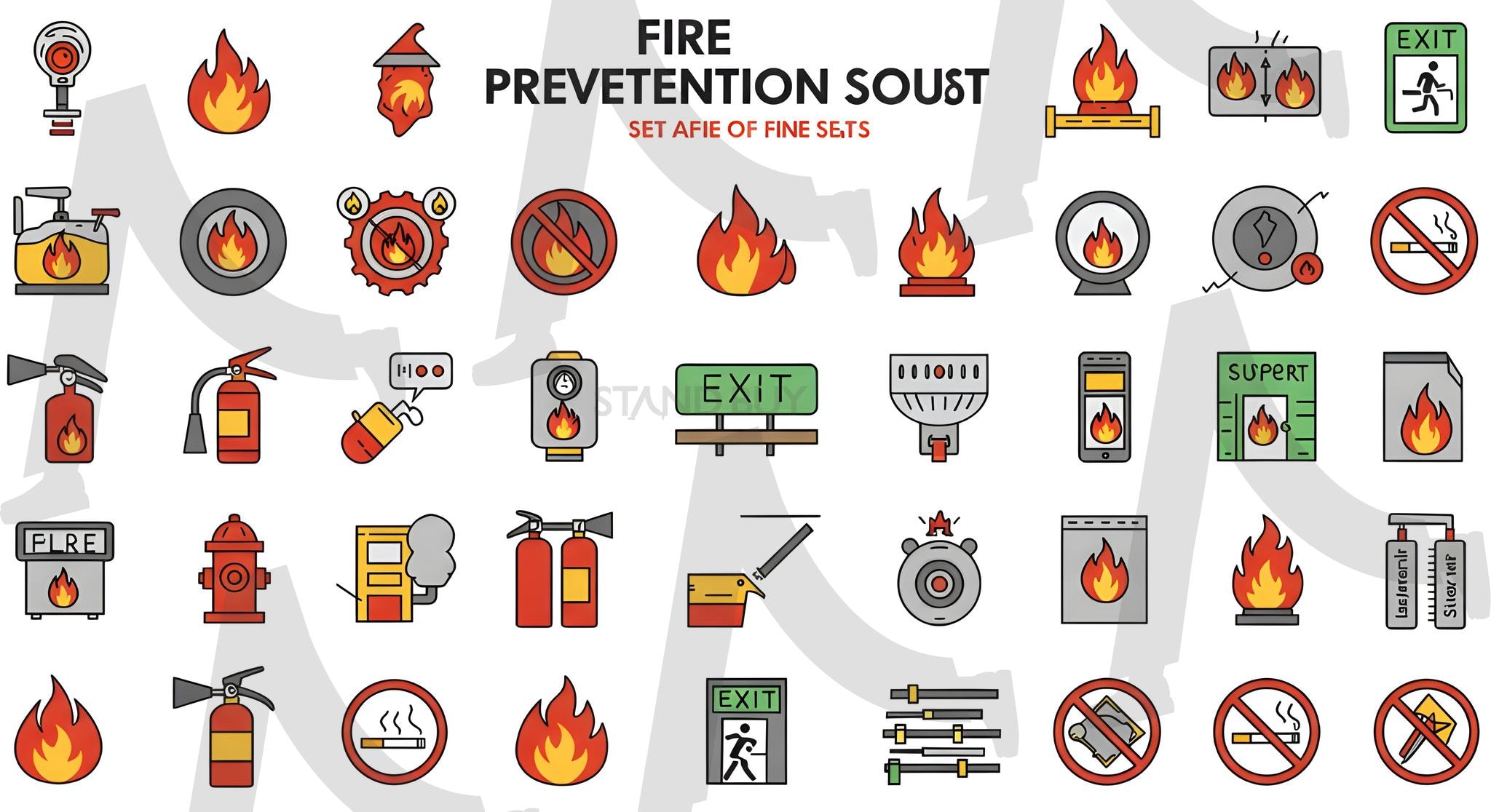 화재 관련아이콘 | 화재, 화재예방, 아이콘, 소화기, 소화전, 불, 산불, 비상벨, 비상약, 구급차, 119, ai | 스탠바이 STANDBUY 디지털 콘텐츠