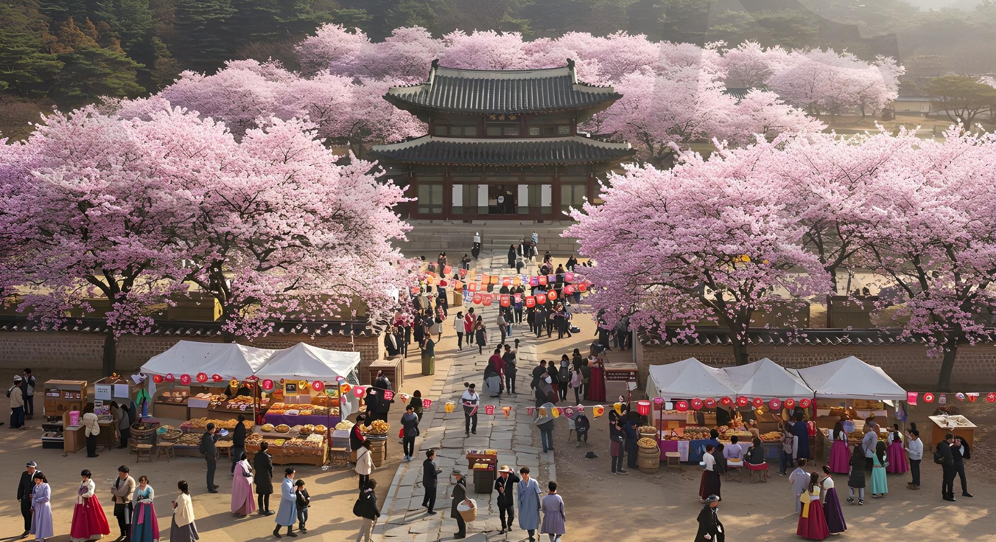 벚꽃축제 | 경치, 자연, 한국, 벚꽃축제, 나무, 하늘, 꽃, 호수, 숲, 여름, 녹색, 단풍, 산, 봄, 잔디, 분홍색, 축제, ai | 스탠바이 STANDBUY 디지털 콘텐츠