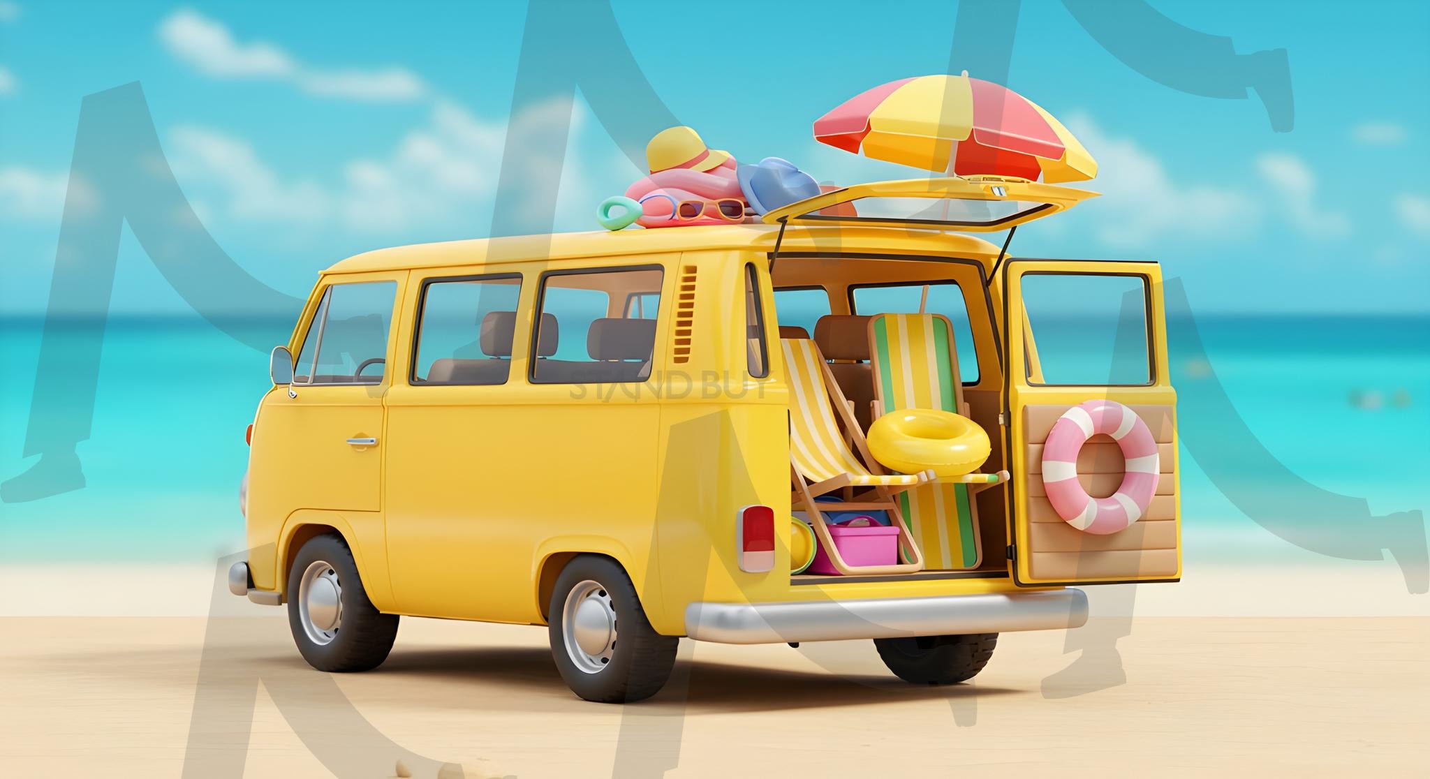 여름여행준비 일러스트레이션 | 바닷가, 바다, 여름, 여행, 모래, 휴가, 대양, 벡터, 하늘, 태양, 센터, 만화, 휴가, 물의, 삽화, 보트, 연안, 차, 의자, 관광 여행, 장난, 열렬한, 편하게 하다, 우산, ai | 스탠바이 STANDBUY 디지털 콘텐츠