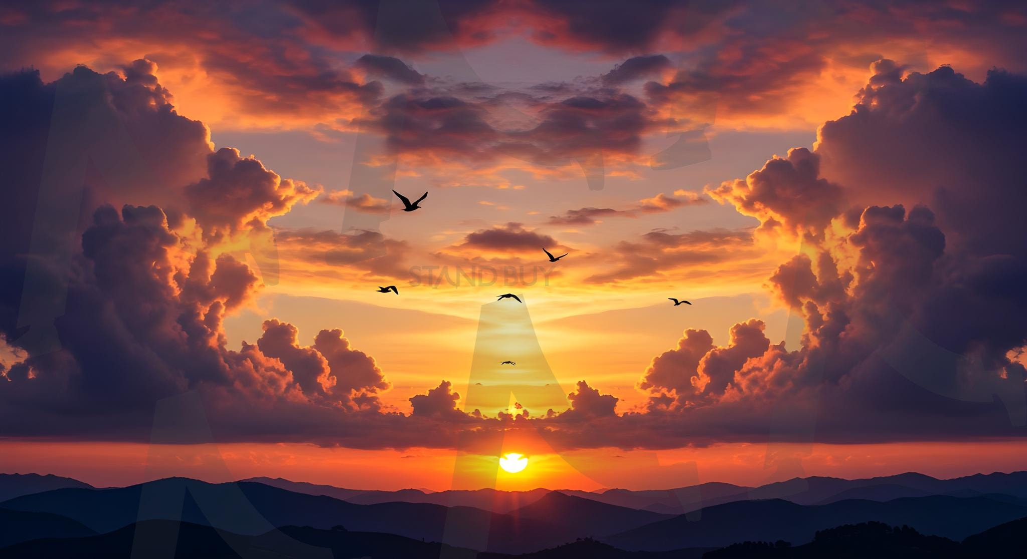 아름다운풍경 | 하늘, 일몰, 태양, 구름, 자연, 일출, 주황색, 빨간색, 파란색, 밤, 조명, 풍경, 아름다움, 색, 아름다운, 하늘의 색, 노란색, 태양광, 새벽, 기후, 빛나는, 인상, 수평선, ai | 스탠바이 STANDBUY 디지털 콘텐츠