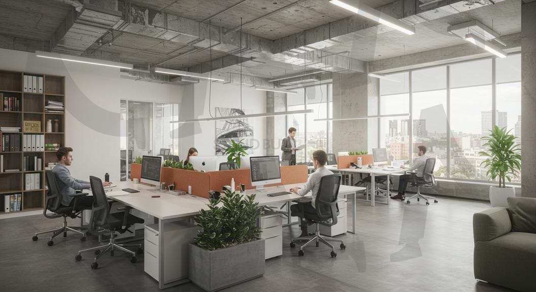 사무실 | 오픈 플랜, 협업 공간, 현대적 디자인, 직원 토론, 다채로운 장식, 업무 환경, 창의성, 팀워크, 편안한 가구, 자연광, 회의실, 기술적 장비, 생산성, 사무용품, 휴식 공간, 사무실, 회사공간, ai | 스탠바이 STANDBUY 디지털 콘텐츠