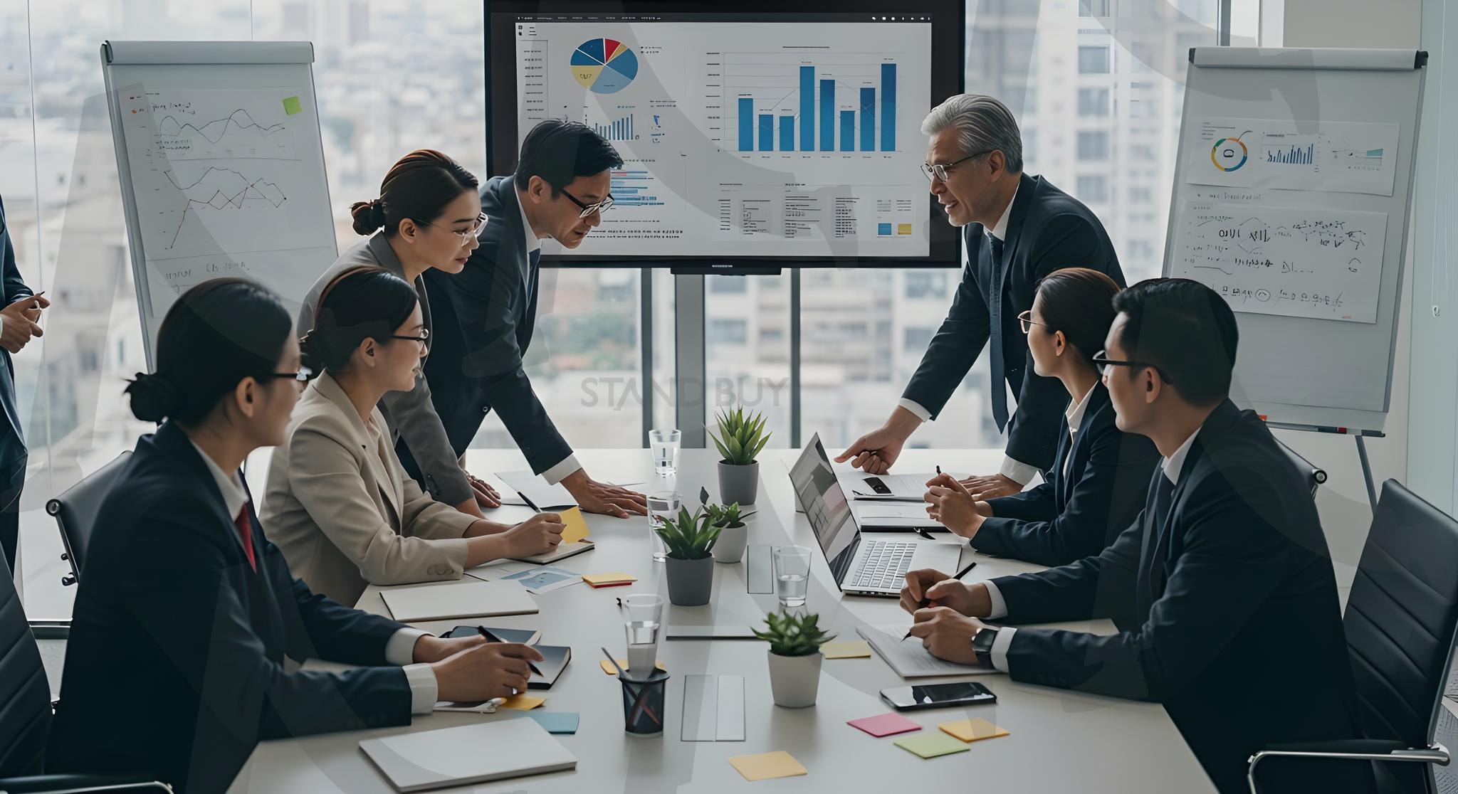 협업,팀워크,회의,프로젝트 | 사무실, 컨퍼런스, 사람들, 그룹, 여자, 비즈니스 우먼, 팀, 실업가, 보유, 좌석, 표, 비즈니스 사람, 회의, 교실, 작업, 이야기, 팀워크, 남자, 훈련, 컴퓨팅, 표시, 직업적인, 웃고있는, 사람, 회의, 협업, 직장, 비즈니스, ai | 스탠바이 STANDBUY 디지털 콘텐츠