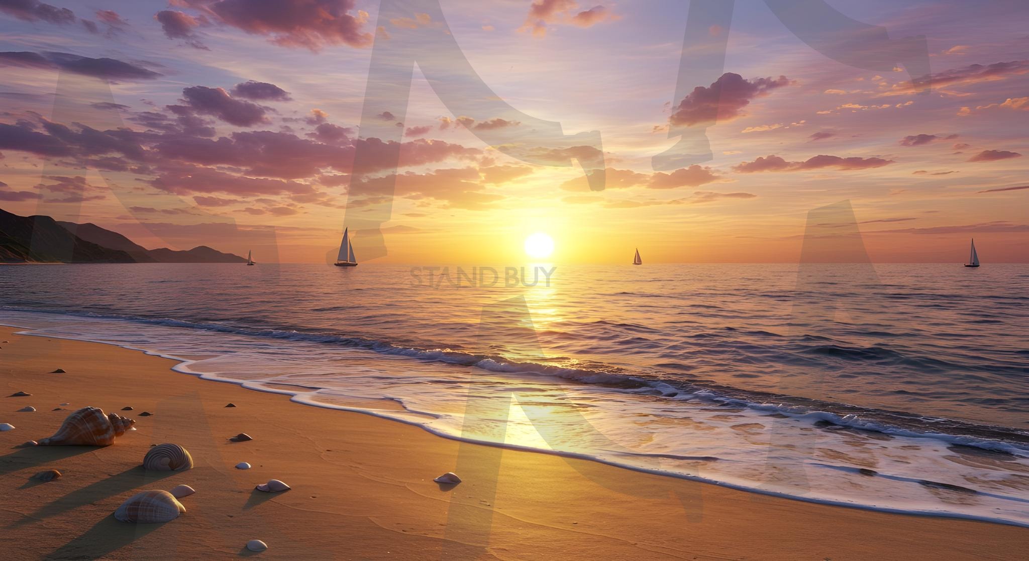 아름다운 풍경 | 하늘, 일몰, 태양, 구름, 자연, 일출, 주황색, 빨간색, 파란색, 밤, 조명, 풍경, 아름다움, 색, 아름다운, 하늘의 색, 노란색, 태양광, 새벽, 기후, 빛나는, 인상, 수평선, 배경화면, 풍경, 자연풍경, 바다, ai | 스탠바이 STANDBUY 디지털 콘텐츠