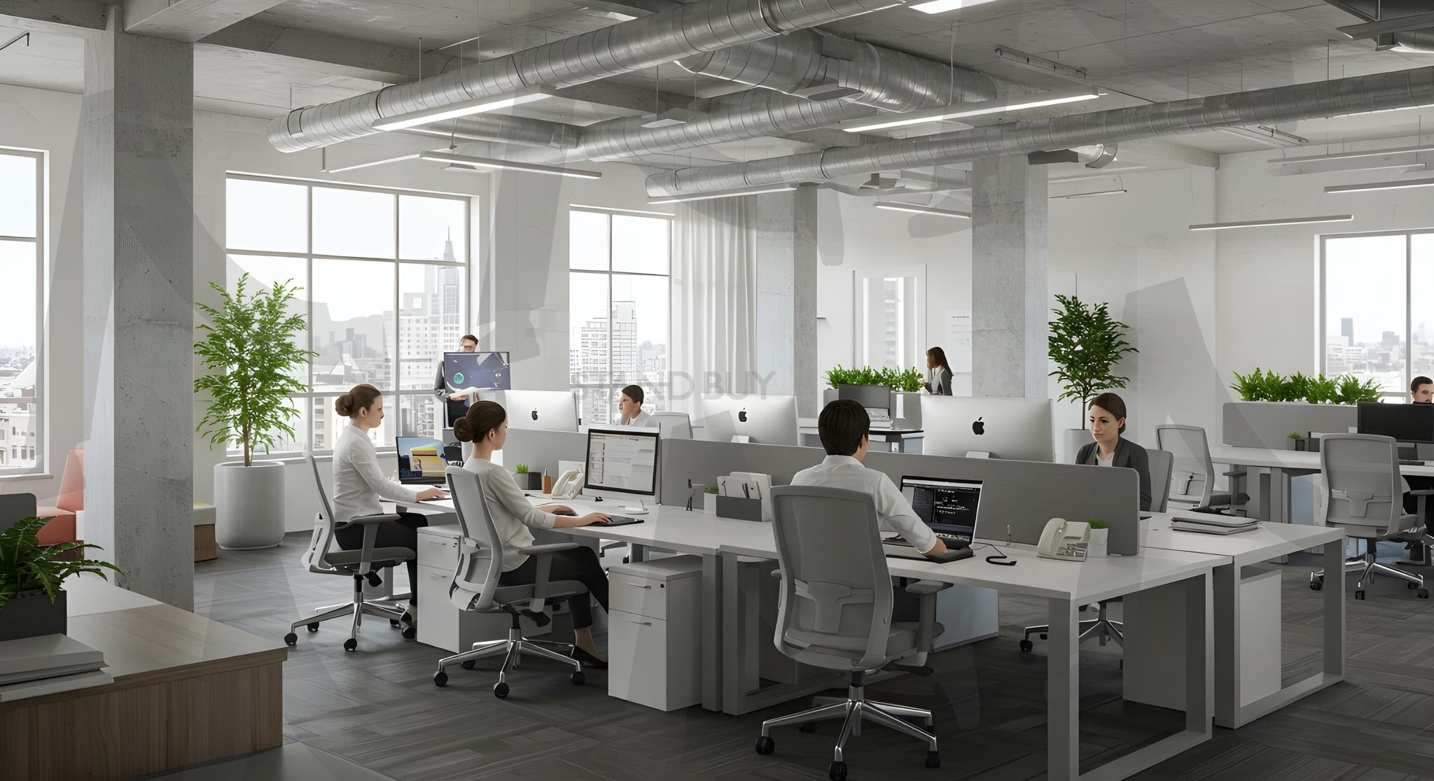 사무실 | 오픈 플랜, 협업 공간, 현대적 디자인, 직원 토론, 다채로운 장식, 업무 환경, 창의성, 팀워크, 편안한 가구, 자연광, 회의실, 기술적 장비, 생산성, 사무용품, 휴식 공간, 사무실, 회사공간, ai | 스탠바이 STANDBUY 디지털 콘텐츠