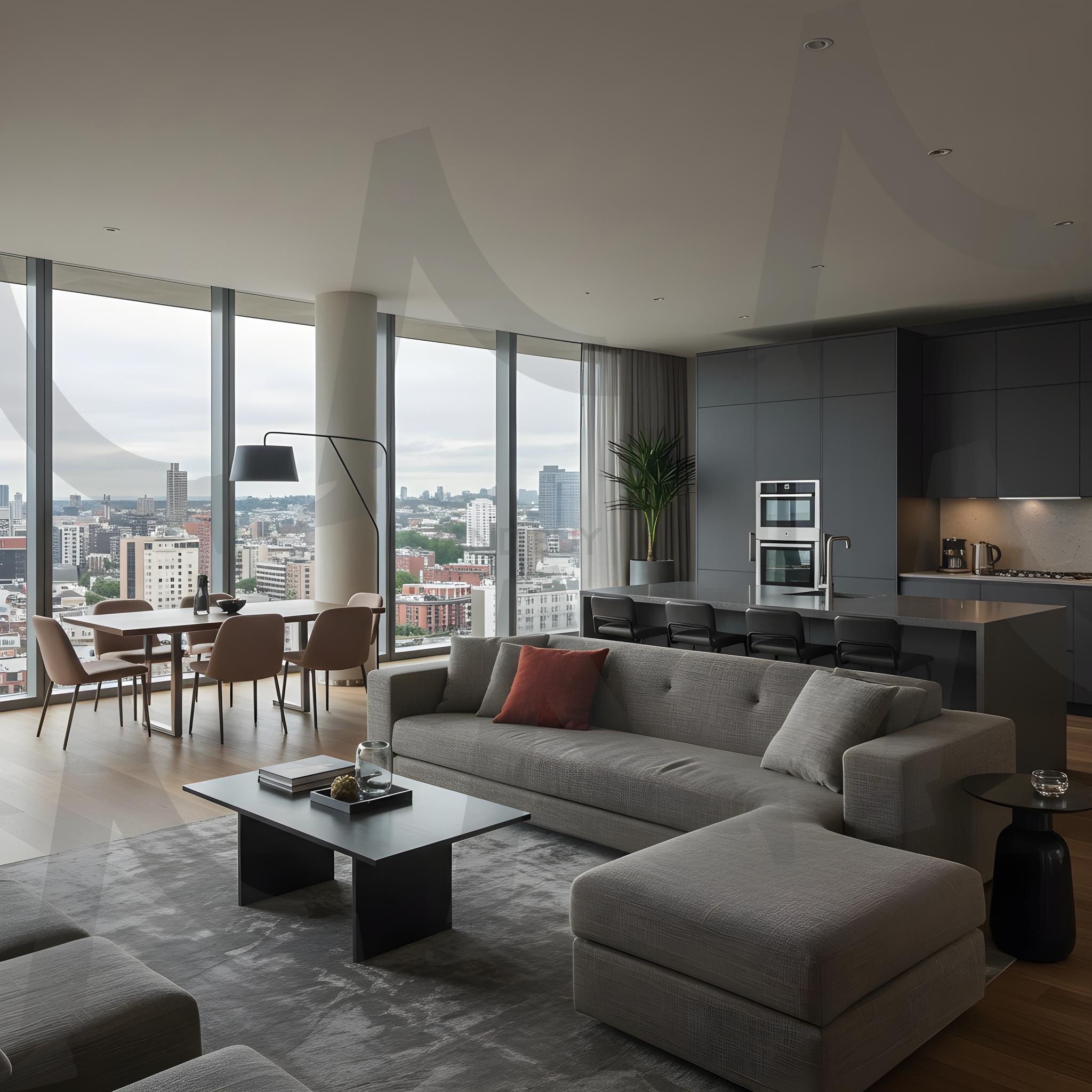 인테리어 디자인 | 인테리어, 디자인, 가구, 배치, 고품격, 깨끗한, 깔금, 집, 주택, 아파트, 거주, 가전제품, tv, 소파, 식탁, 부엌, 침실, ai | 스탠바이 STANDBUY 디지털 콘텐츠