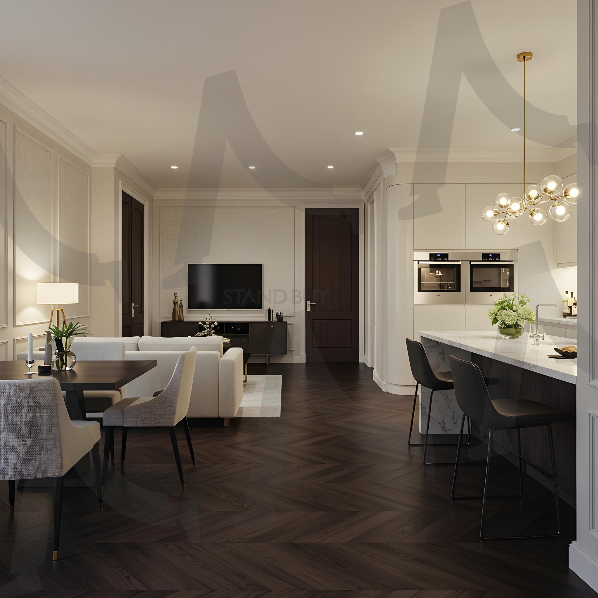 인테리어 디자인 | 인테리어, 디자인, 가구, 배치, 고품격, 깨끗한, 깔금, 집, 주택, 아파트, 거주, 가전제품, tv, 소파, 식탁, 부엌, 침실, ai | 스탠바이 STANDBUY 디지털 콘텐츠