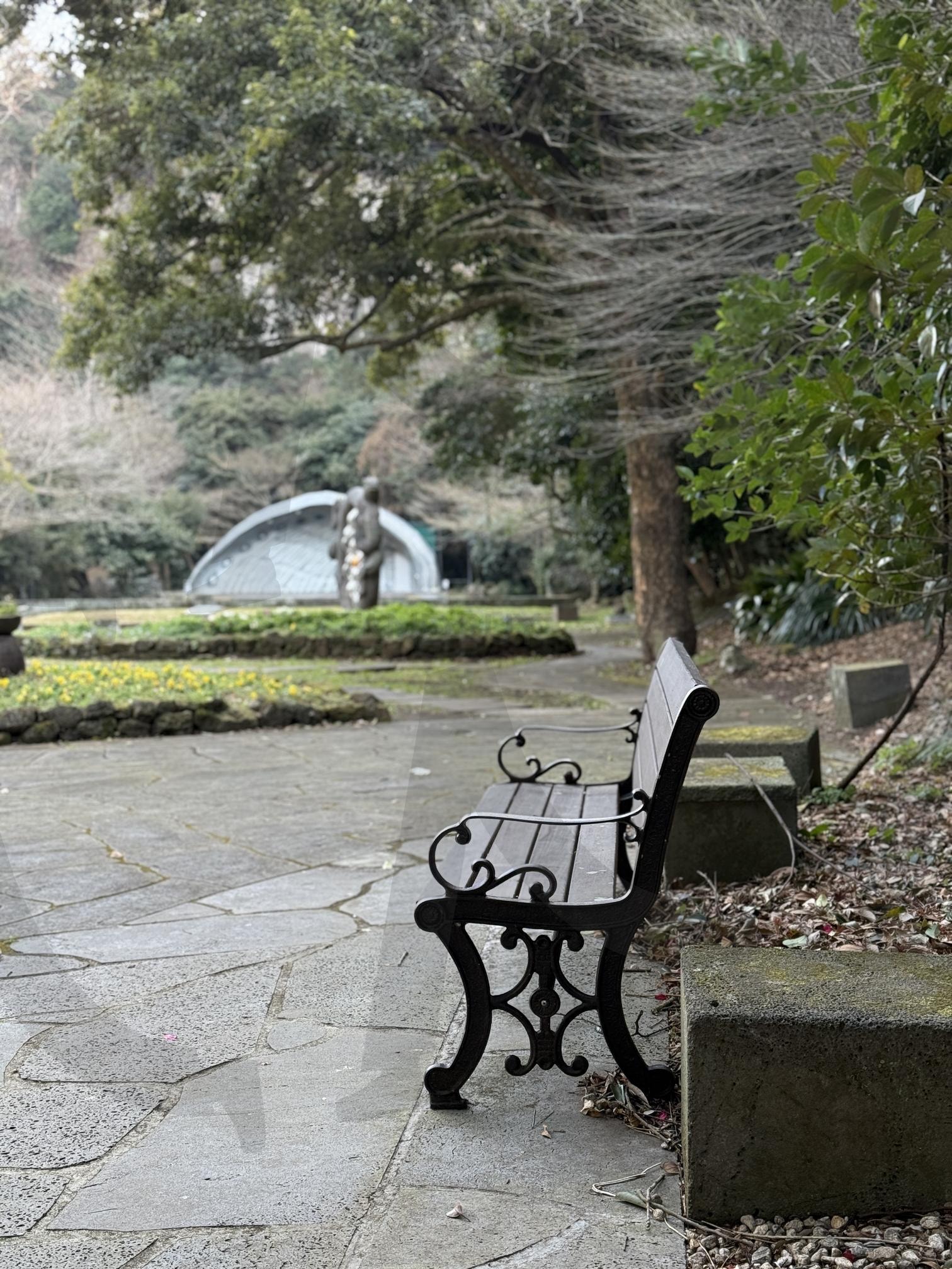 고요한 공원의 벤치, 자연 속에서의 휴식 | 공원벤치, 감성사진, 자연풍경, 고요한공원, 산책길, 휴식공간, 평온한분위기, 녹색풍경, 힐링장소, 클래식벤치 | 스탠바이 STANDBUY 디지털 콘텐츠