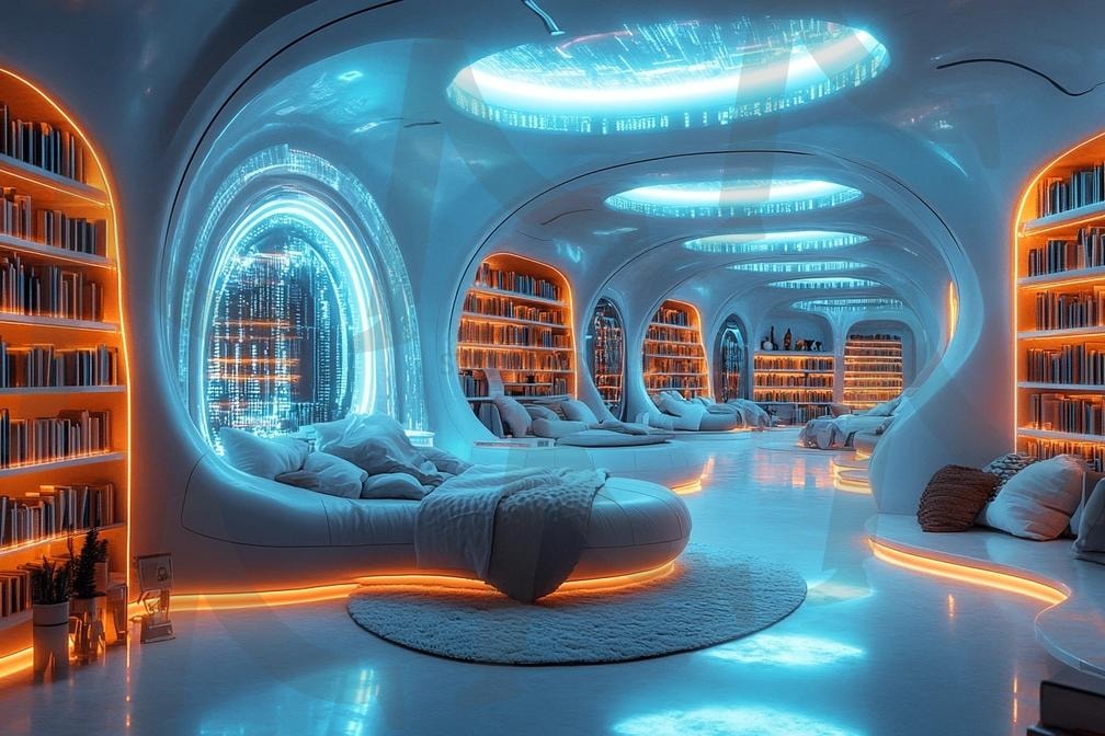 다양한 장소의 도서관의 모습48 | 풍경, 배경, 환경, 도서관, 건물, 책, ai | 스탠바이 STANDBUY 디지털 콘텐츠