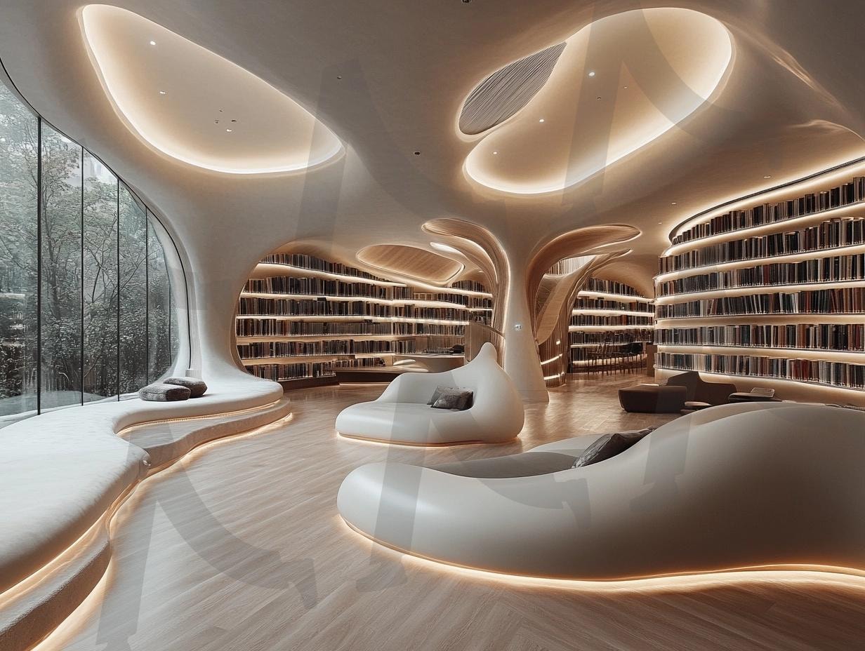 다양한 장소의 도서관의 모습8 | 풍경, 배경, 환경, 도서관, 건물, 책, ai | 스탠바이 STANDBUY 디지털 콘텐츠