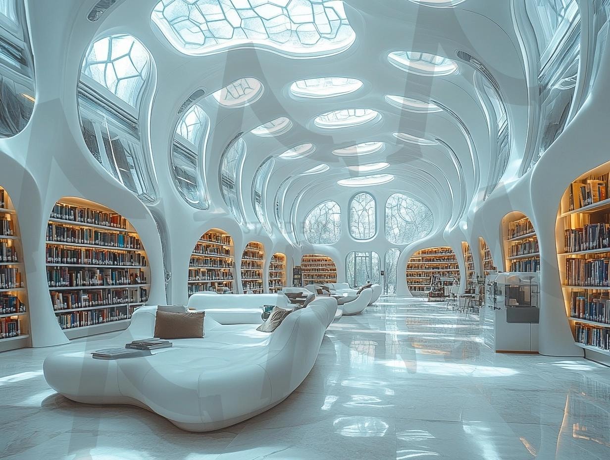 다양한 장소의 도서관의 모습7 | 풍경, 배경, 환경, 도서관, 건물, 책, ai | 스탠바이 STANDBUY 디지털 콘텐츠