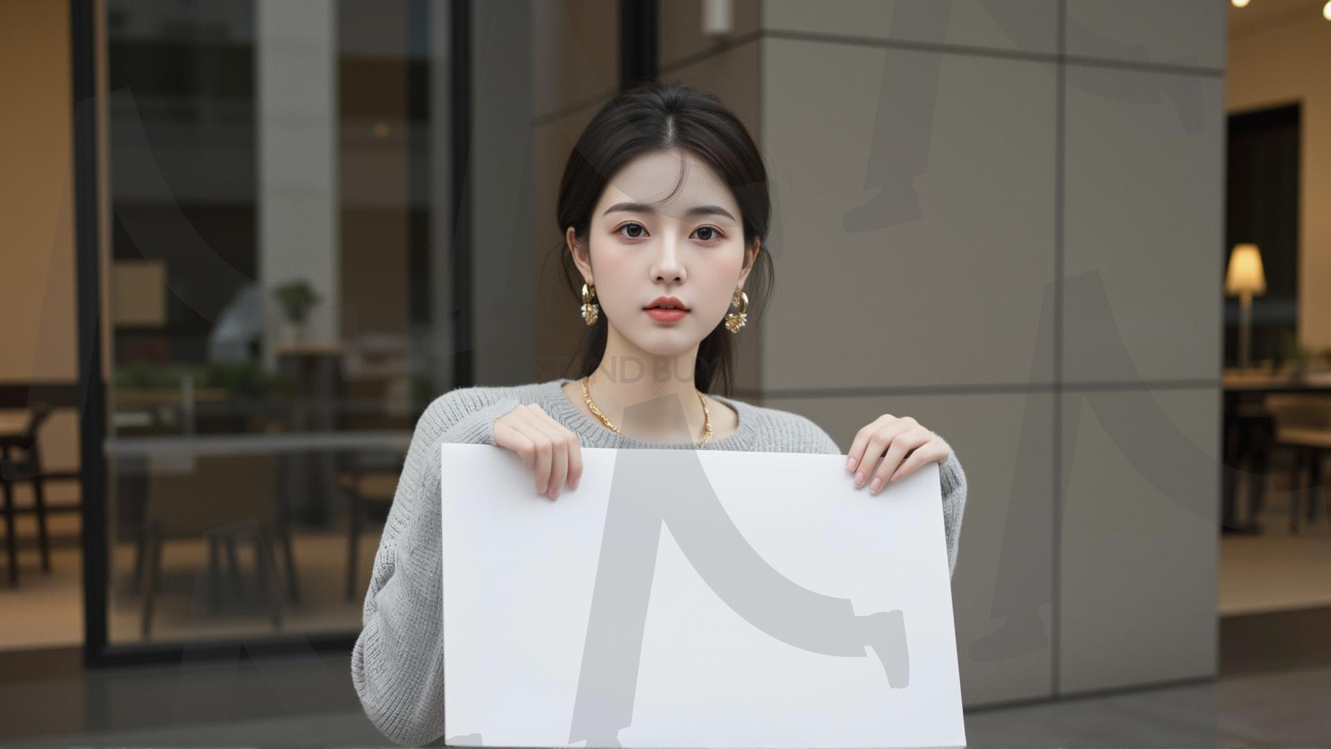 맞춤형 메시지 - 원하는 단어나 문구를 팻말에 넣어 사용 | 맞춤형 메시지, 팻말, 표지판, 안내, 경고, 광고, 정보, 프레젠테이션, ppt, 템플릿, Template, 미녀, 미인, ai | 스탠바이 STANDBUY 디지털 콘텐츠