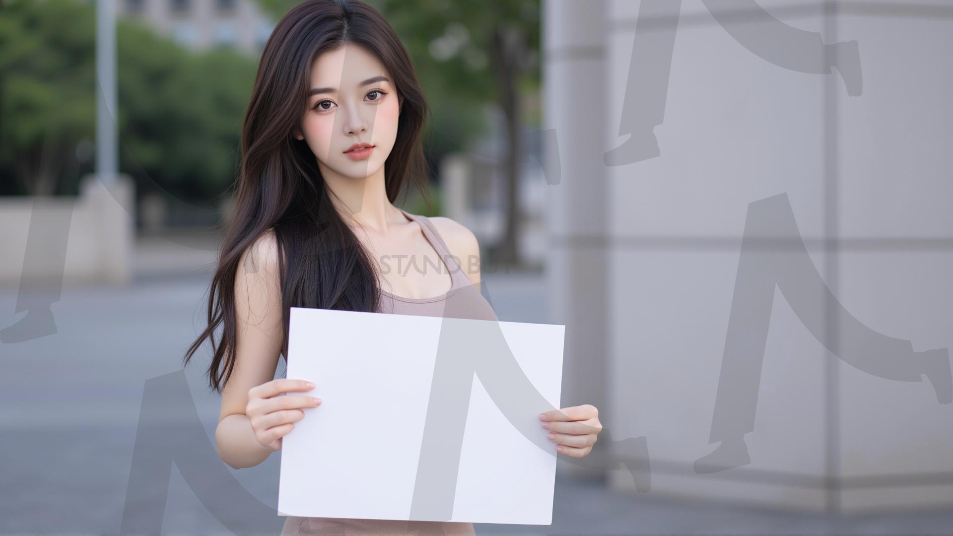 맞춤형 메시지 - 원하는 단어나 문구를 팻말에 넣어 사용 | 맞춤형 메시지, 팻말, 표지판, 안내, 경고, 광고, 정보, 프레젠테이션, ppt, 템플릿, Template, 미녀, 미인, ai | 스탠바이 STANDBUY 디지털 콘텐츠