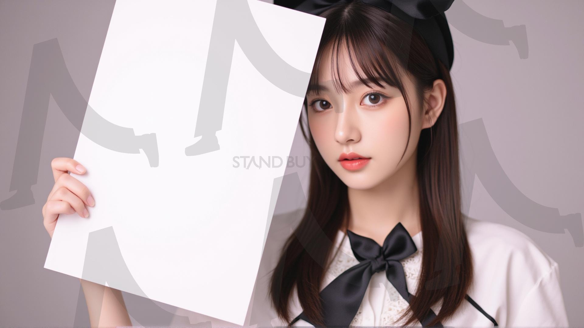 맞춤형 메시지 - 원하는 단어나 문구를 팻말에 넣어 사용 | 맞춤형 메시지, 팻말, 표지판, 안내, 경고, 광고, 정보, 프레젠테이션, ppt, 템플릿, Template, 미녀, 미인, ai | 스탠바이 STANDBUY 디지털 콘텐츠