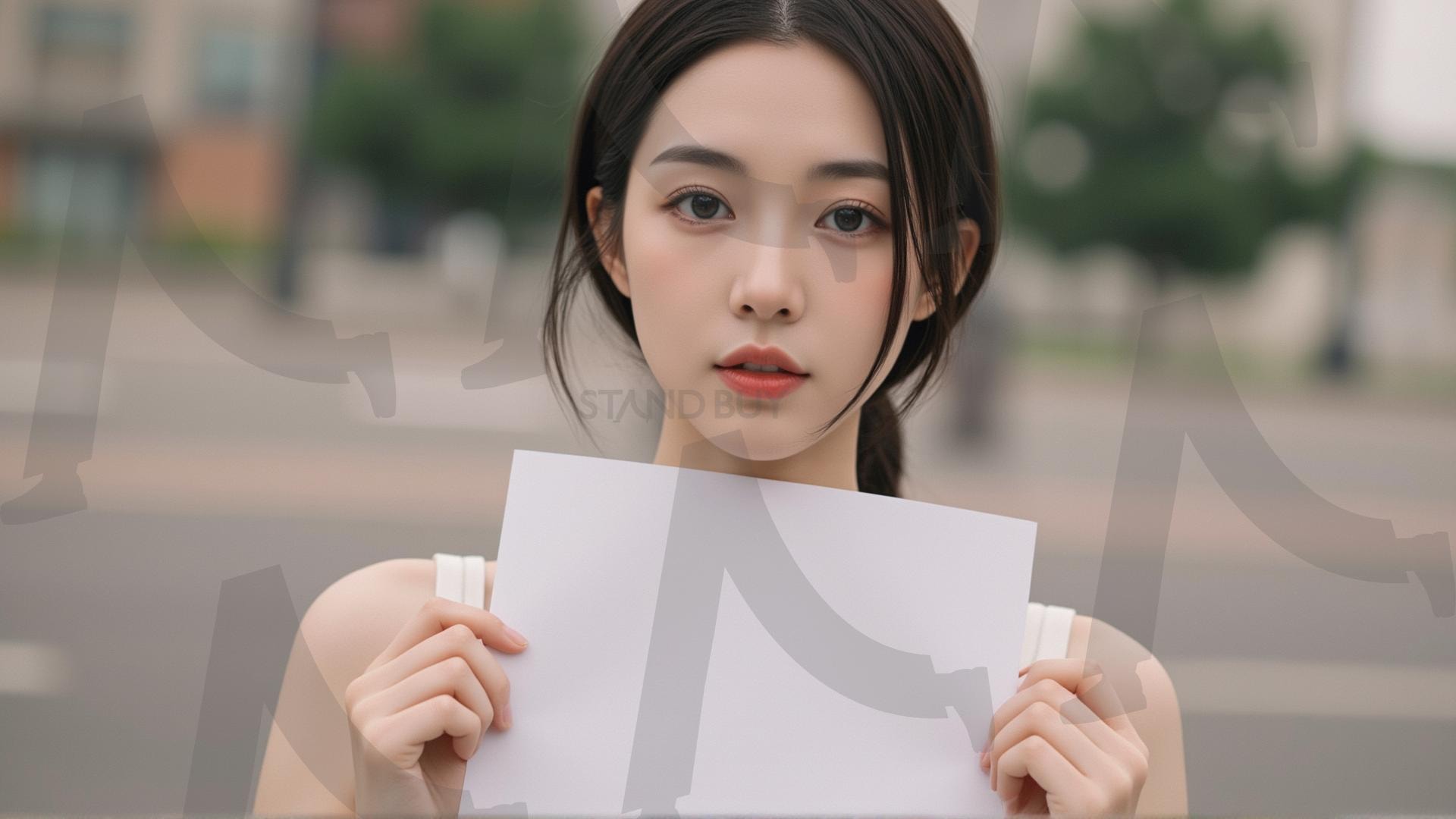 맞춤형 메시지 - 원하는 단어나 문구를 팻말에 넣어 사용 | 맞춤형 메시지, 팻말, 표지판, 안내, 경고, 광고, 정보, 프레젠테이션, ppt, 템플릿, Template, 미녀, 미인, ai | 스탠바이 STANDBUY 디지털 콘텐츠