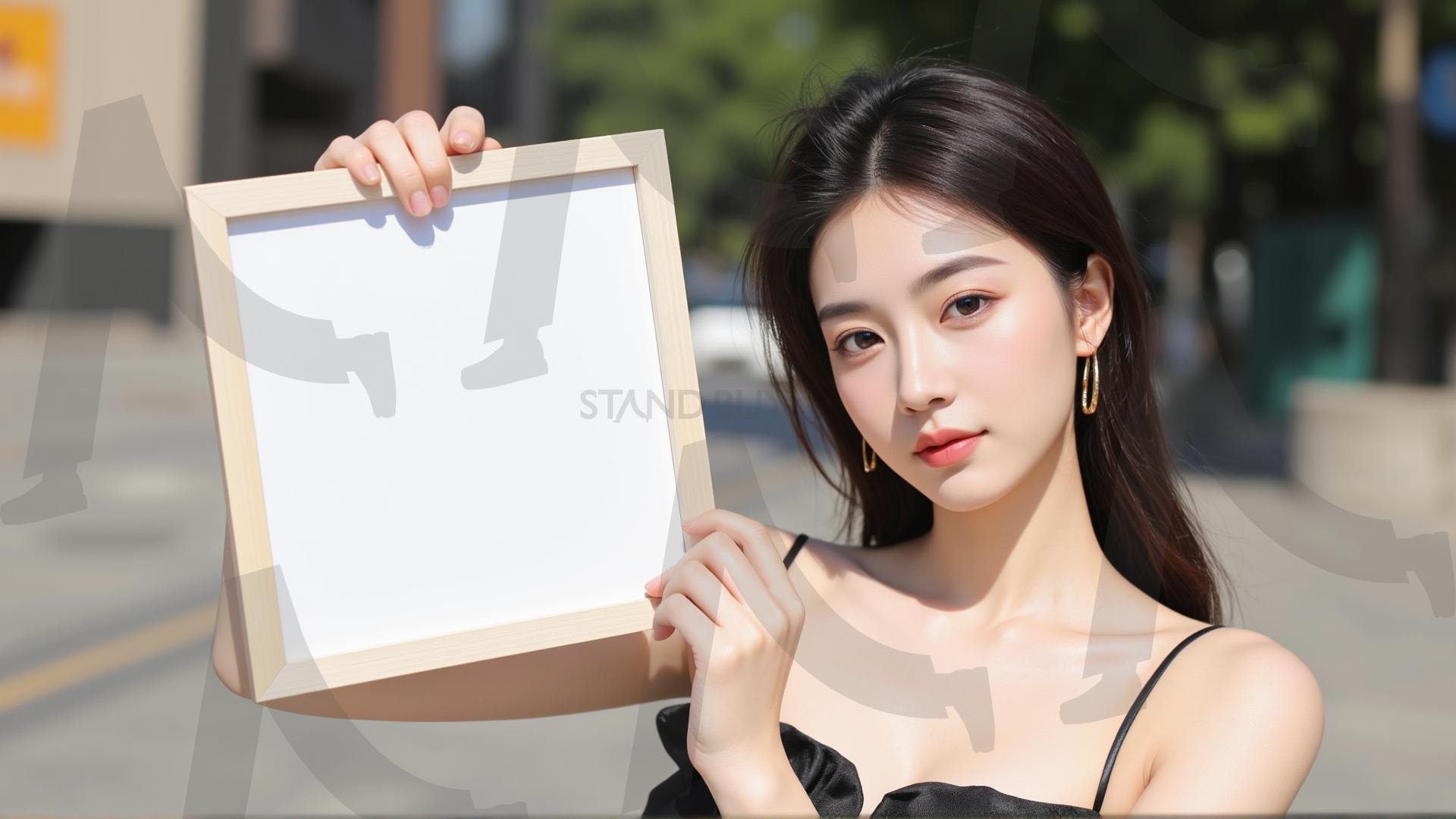 맞춤형 메시지 - 원하는 단어나 문구를 팻말에 넣어 사용 | 맞춤형 메시지, 팻말, 표지판, 안내, 경고, 광고, 정보, 프레젠테이션, ppt, 템플릿, Template, 미녀, 미인, ai | 스탠바이 STANDBUY 디지털 콘텐츠