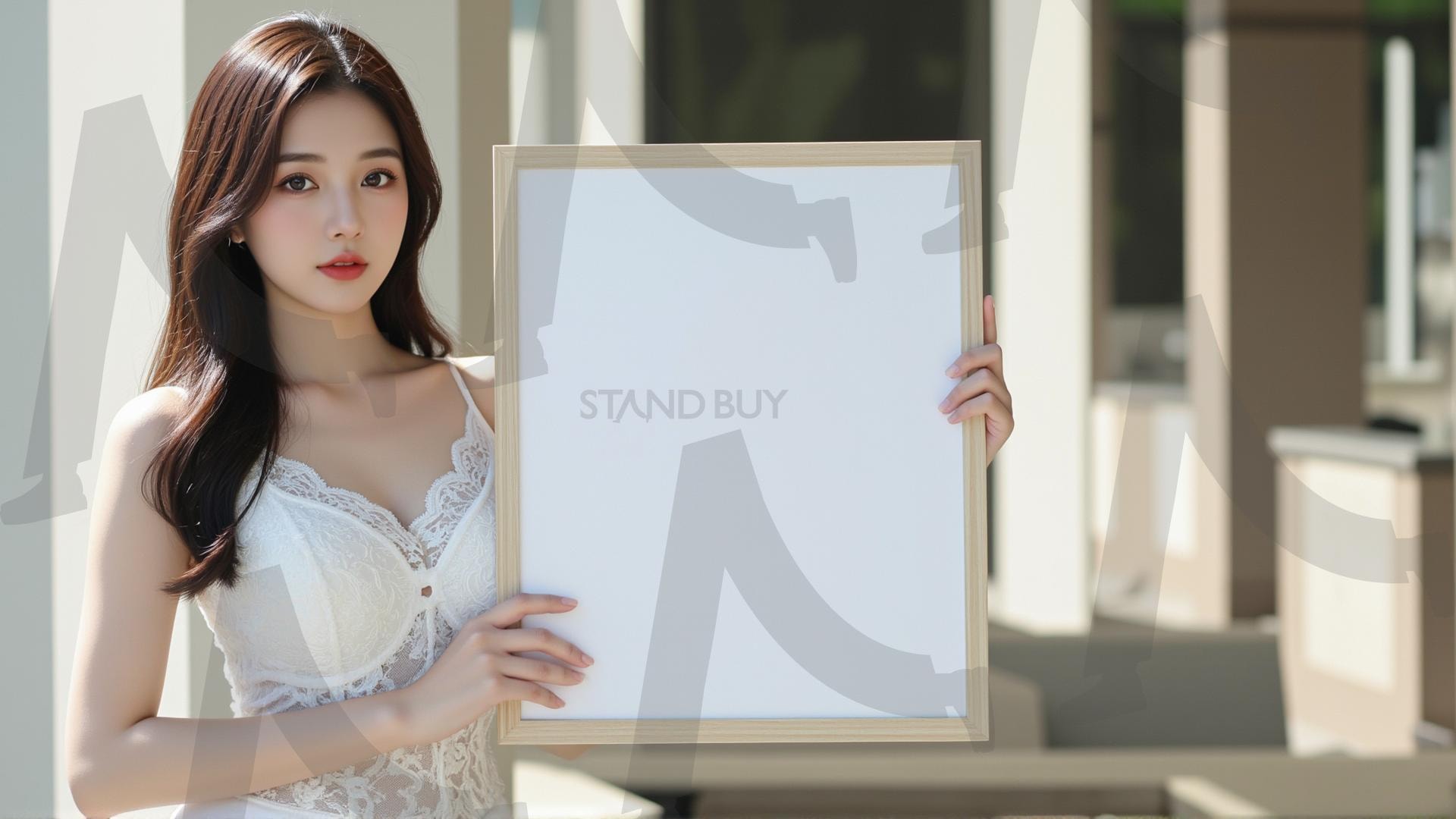 맞춤형 메시지 - 원하는 단어나 문구를 팻말에 넣어 사용 | 맞춤형 메시지, 팻말, 표지판, 안내, 경고, 광고, 정보, 프레젠테이션, ppt, 템플릿, Template, 미녀, 미인, ai | 스탠바이 STANDBUY 디지털 콘텐츠
