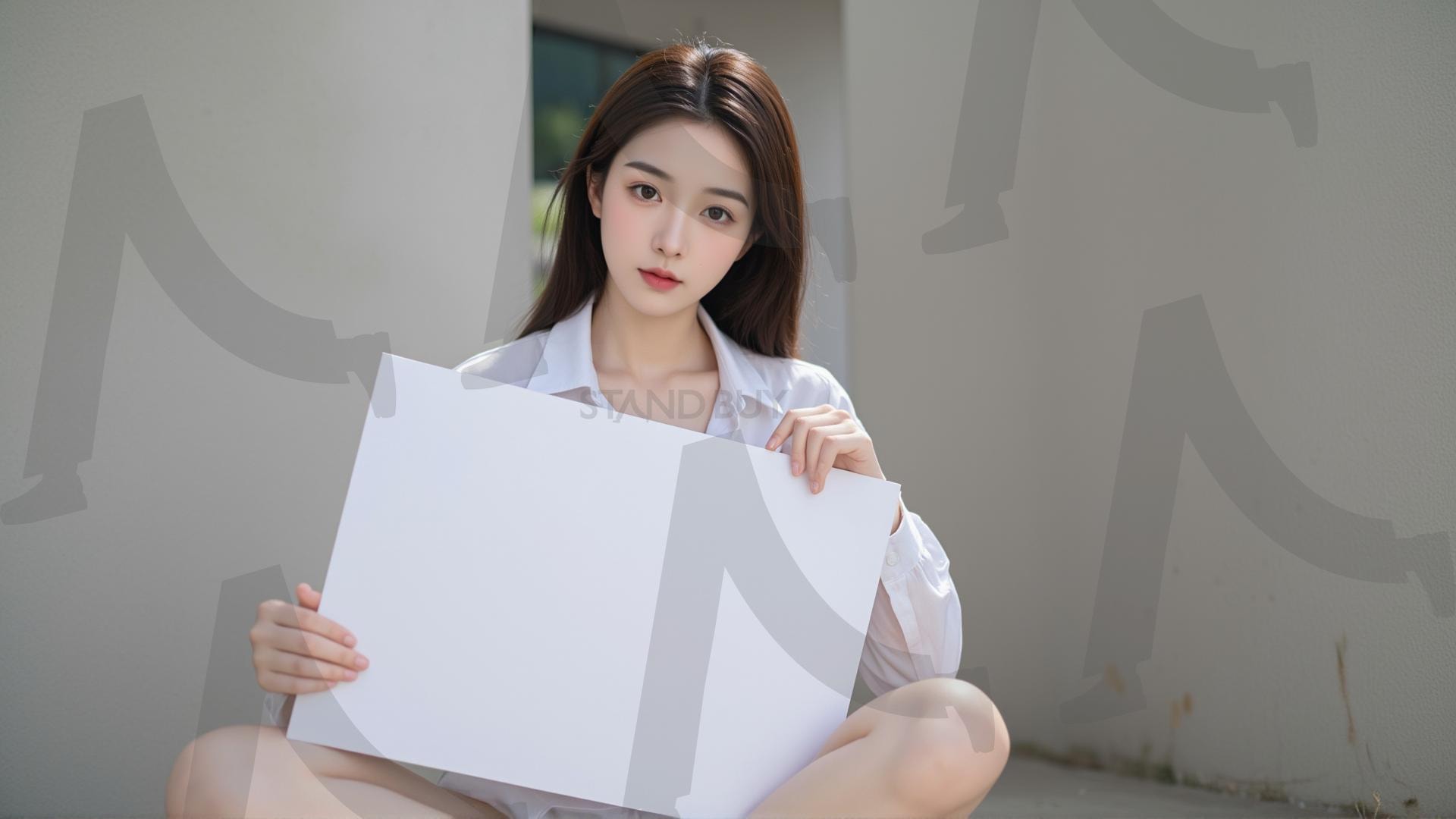 맞춤형 메시지 - 원하는 단어나 문구를 팻말에 넣어 사용 | 맞춤형 메시지, 팻말, 표지판, 안내, 경고, 광고, 정보, 프레젠테이션, ppt, 템플릿, Template, 미녀, 미인, ai | 스탠바이 STANDBUY 디지털 콘텐츠