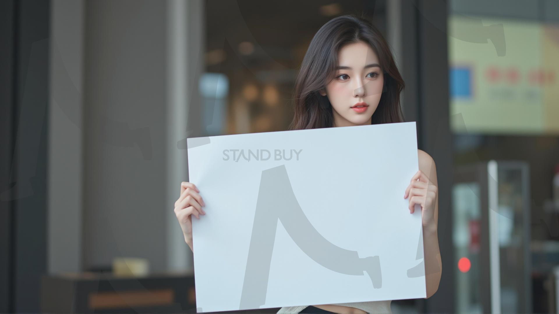 맞춤형 메시지 - 원하는 단어나 문구를 팻말에 넣어 사용 | 맞춤형 메시지, 팻말, 표지판, 안내, 경고, 광고, 정보, 프레젠테이션, ppt, 템플릿, Template, 미녀, 미인, ai | 스탠바이 STANDBUY 디지털 콘텐츠