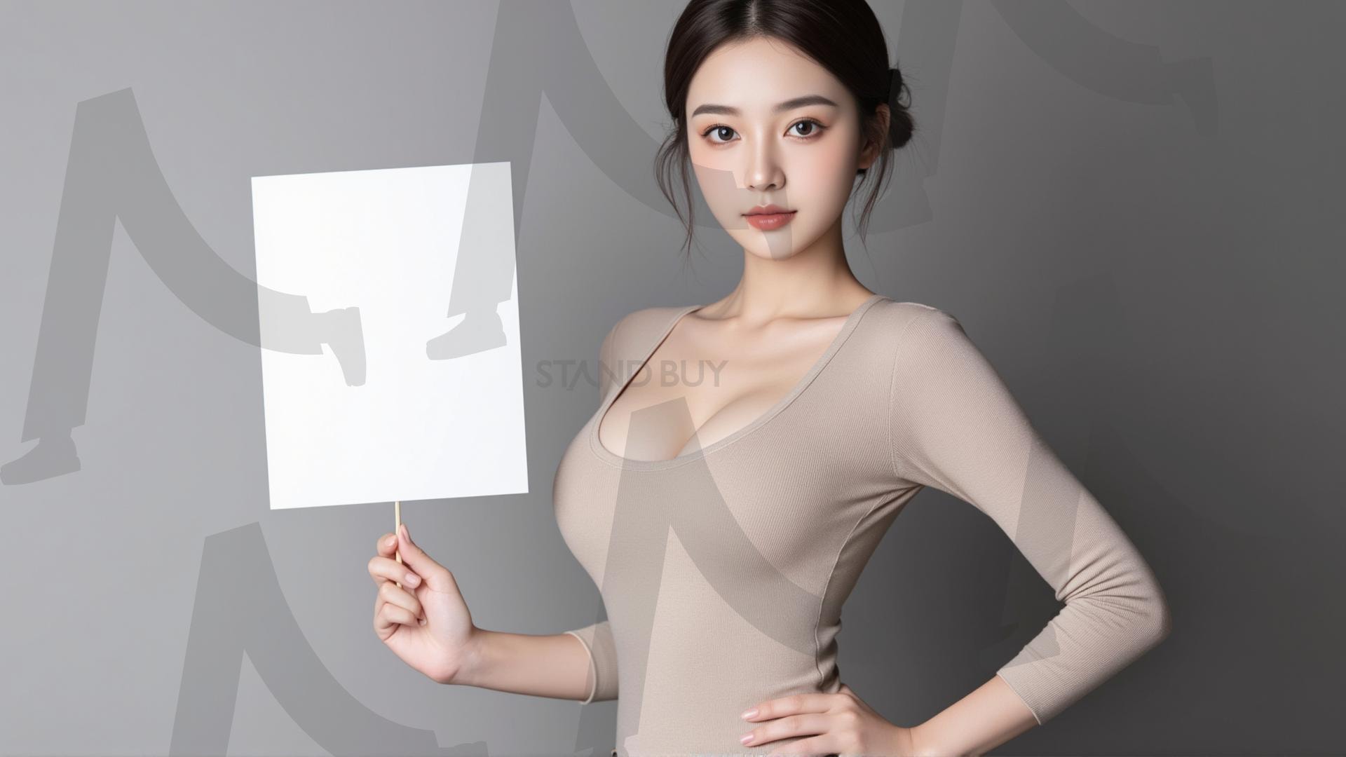 맞춤형 메시지 - 원하는 단어나 문구를 팻말에 넣어 사용 | 맞춤형 메시지, 팻말, 표지판, 안내, 경고, 광고, 정보, 프레젠테이션, ppt, 템플릿, Template, 미녀, 미인, ai | 스탠바이 STANDBUY 디지털 콘텐츠