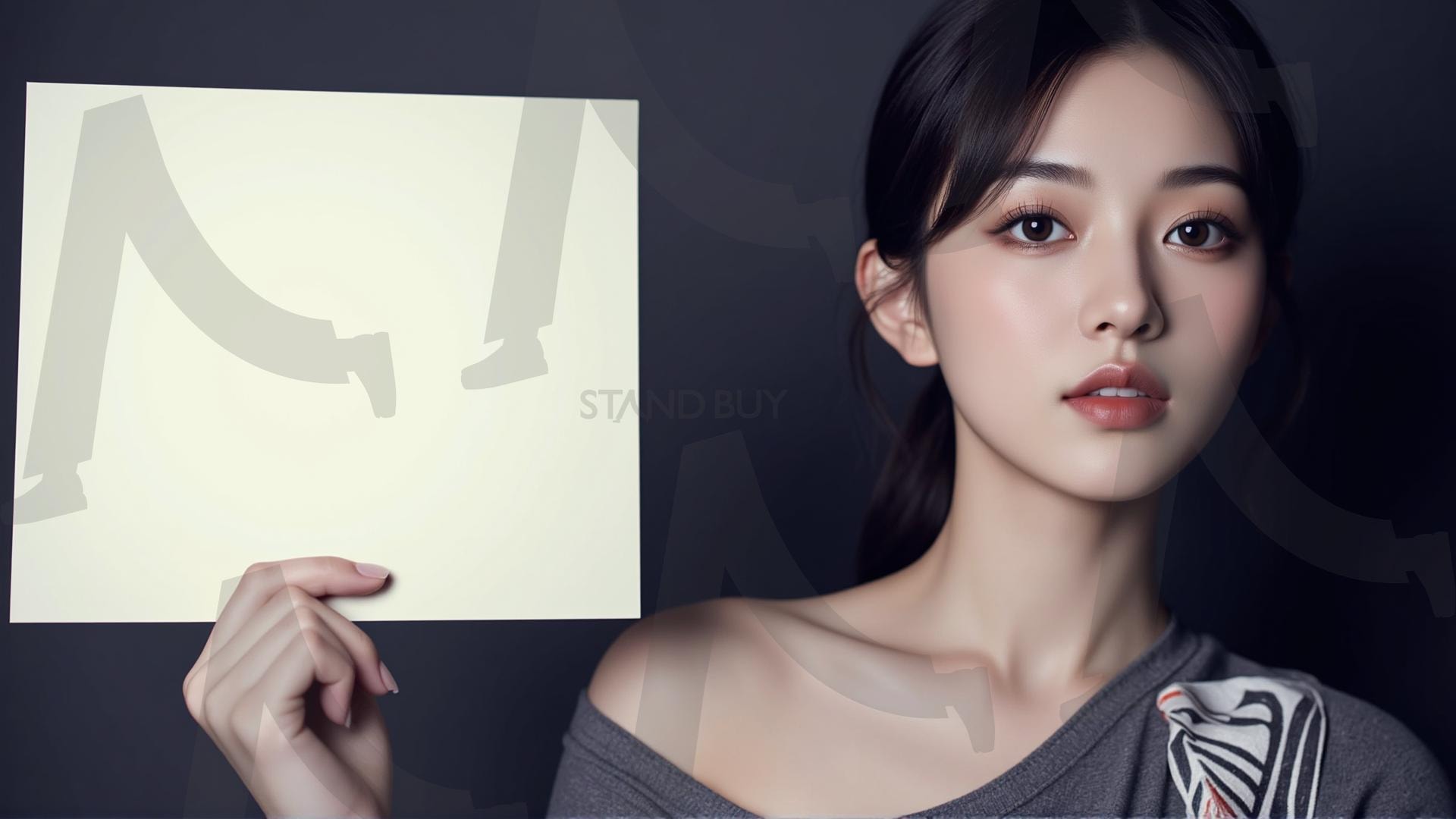 맞춤형 메시지 - 원하는 단어나 문구를 팻말에 넣어 사용 | 맞춤형 메시지, 팻말, 표지판, 안내, 경고, 광고, 정보, 프레젠테이션, ppt, 템플릿, Template, 미녀, 미인, ai | 스탠바이 STANDBUY 디지털 콘텐츠