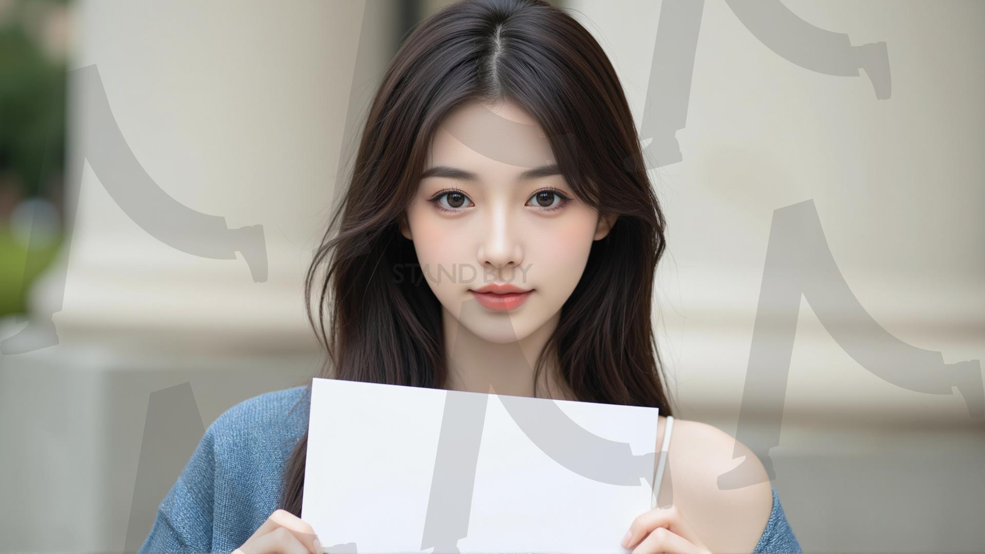 맞춤형 메시지 - 원하는 단어나 문구를 팻말에 넣어 사용 | 맞춤형 메시지, 팻말, 표지판, 안내, 경고, 광고, 정보, 프레젠테이션, ppt, 템플릿, Template, 미녀, 미인, ai | 스탠바이 STANDBUY 디지털 콘텐츠