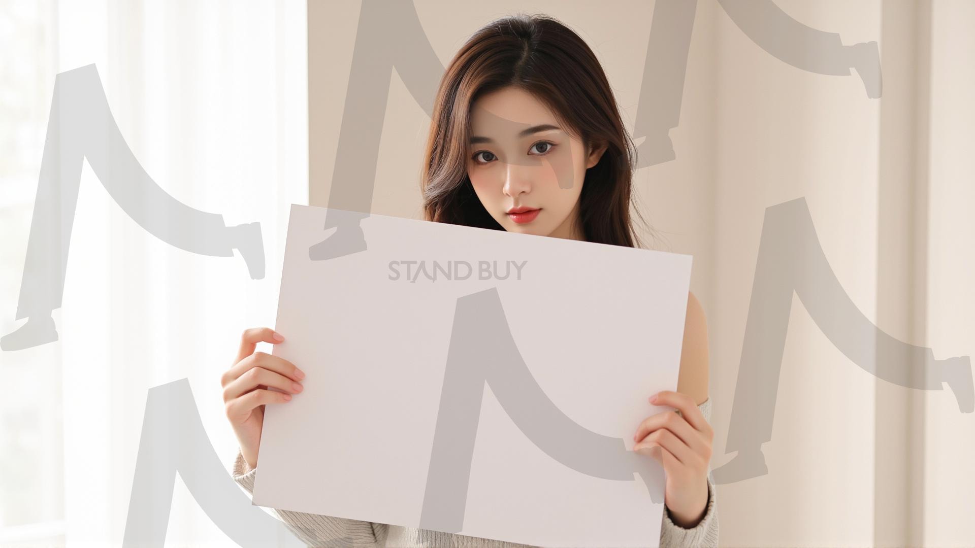 맞춤형 메시지 - 원하는 단어나 문구를 팻말에 넣어 사용 | 맞춤형 메시지, 팻말, 표지판, 안내, 경고, 광고, 정보, 프레젠테이션, ppt, 템플릿, Template, 미녀, 미인, ai | 스탠바이 STANDBUY 디지털 콘텐츠