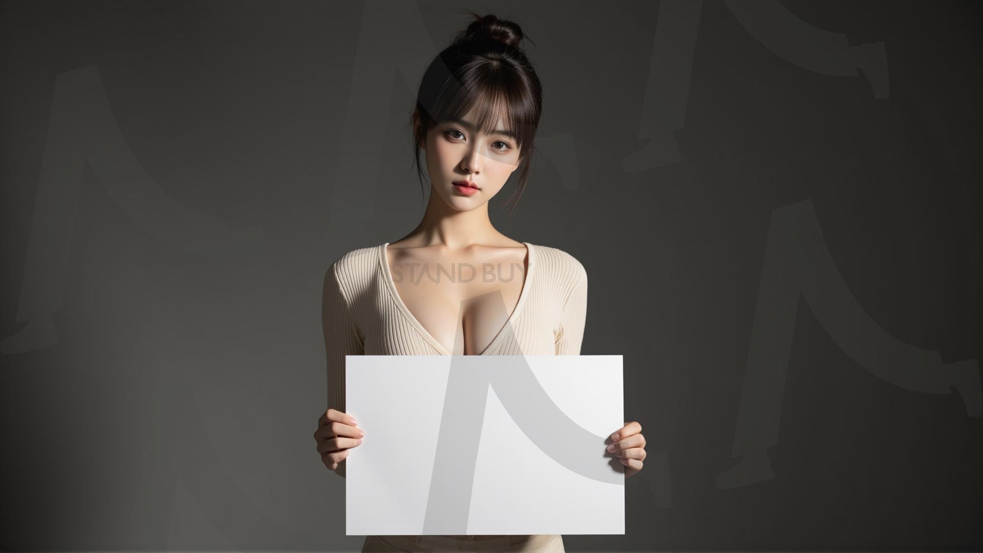 맞춤형 메시지 - 원하는 단어나 문구를 팻말에 넣어 사용 | 맞춤형 메시지, 팻말, 표지판, 안내, 경고, 광고, 정보, 프레젠테이션, ppt, 템플릿, Template, 미녀, 미인, ai | 스탠바이 STANDBUY 디지털 콘텐츠