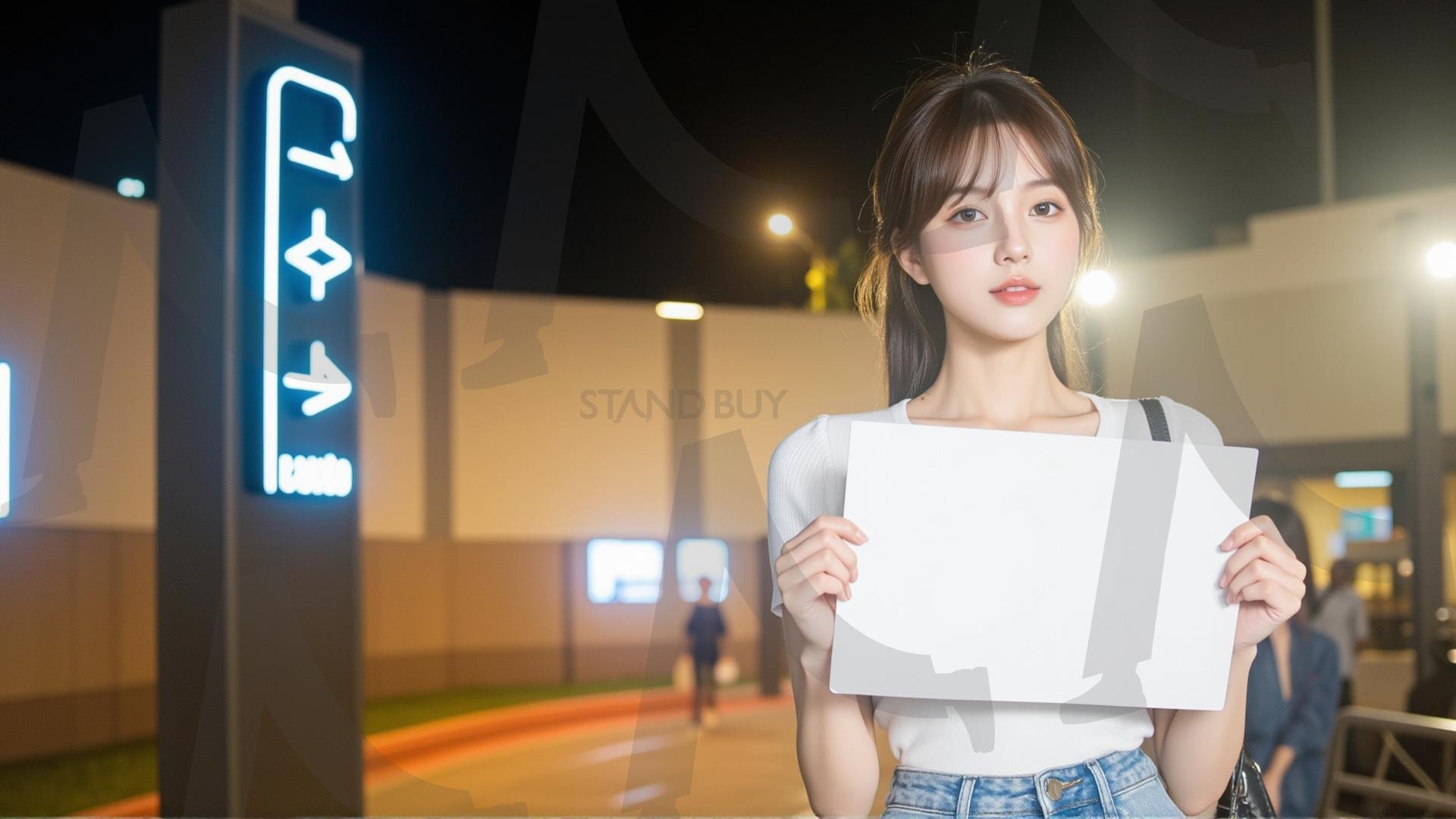 맞춤형 메시지 - 원하는 단어나 문구를 팻말에 넣어 사용 | 맞춤형 메시지, 팻말, 표지판, 안내, 경고, 광고, 정보, 프레젠테이션, ppt, 템플릿, Template, 미녀, 미인, ai | 스탠바이 STANDBUY 디지털 콘텐츠