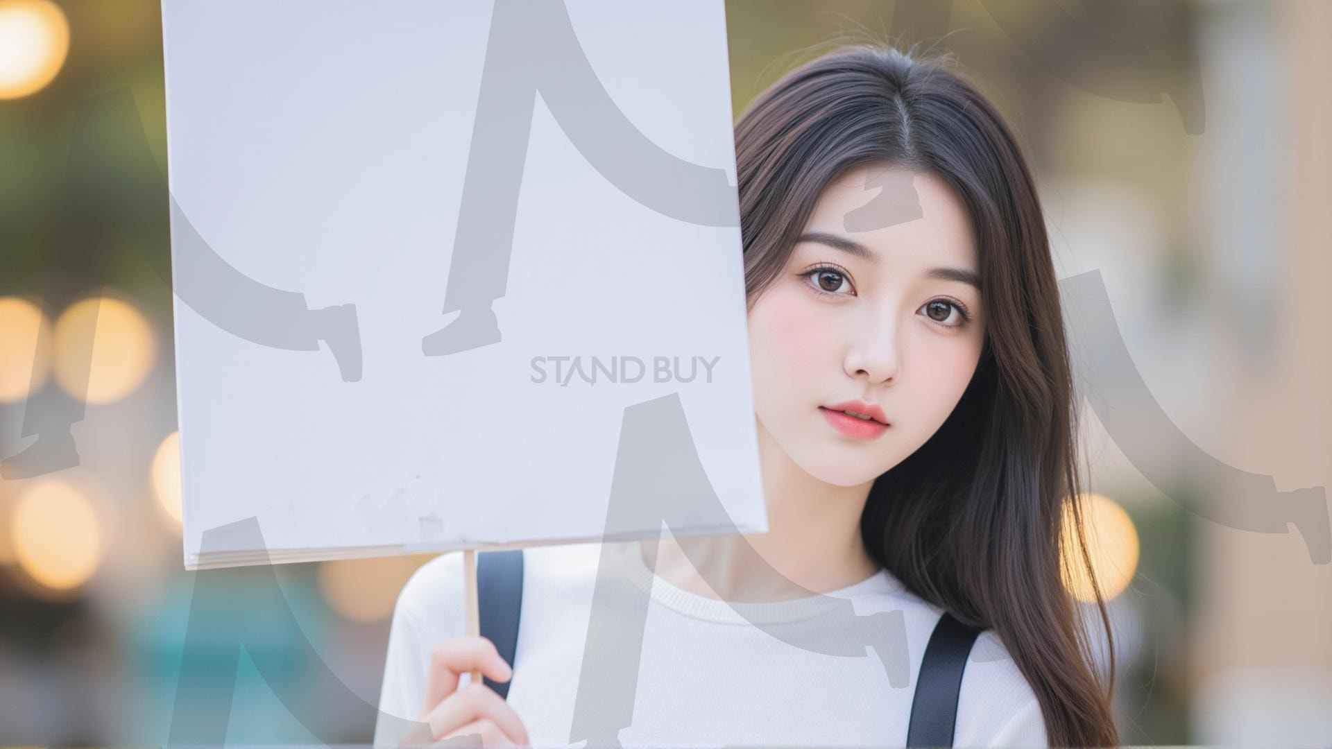 맞춤형 메시지 - 원하는 단어나 문구를 팻말에 넣어 사용 | 맞춤형 메시지, 팻말, 표지판, 안내, 경고, 광고, 정보, 프레젠테이션, ppt, 템플릿, Template, 미녀, 미인, ai | 스탠바이 STANDBUY 디지털 콘텐츠