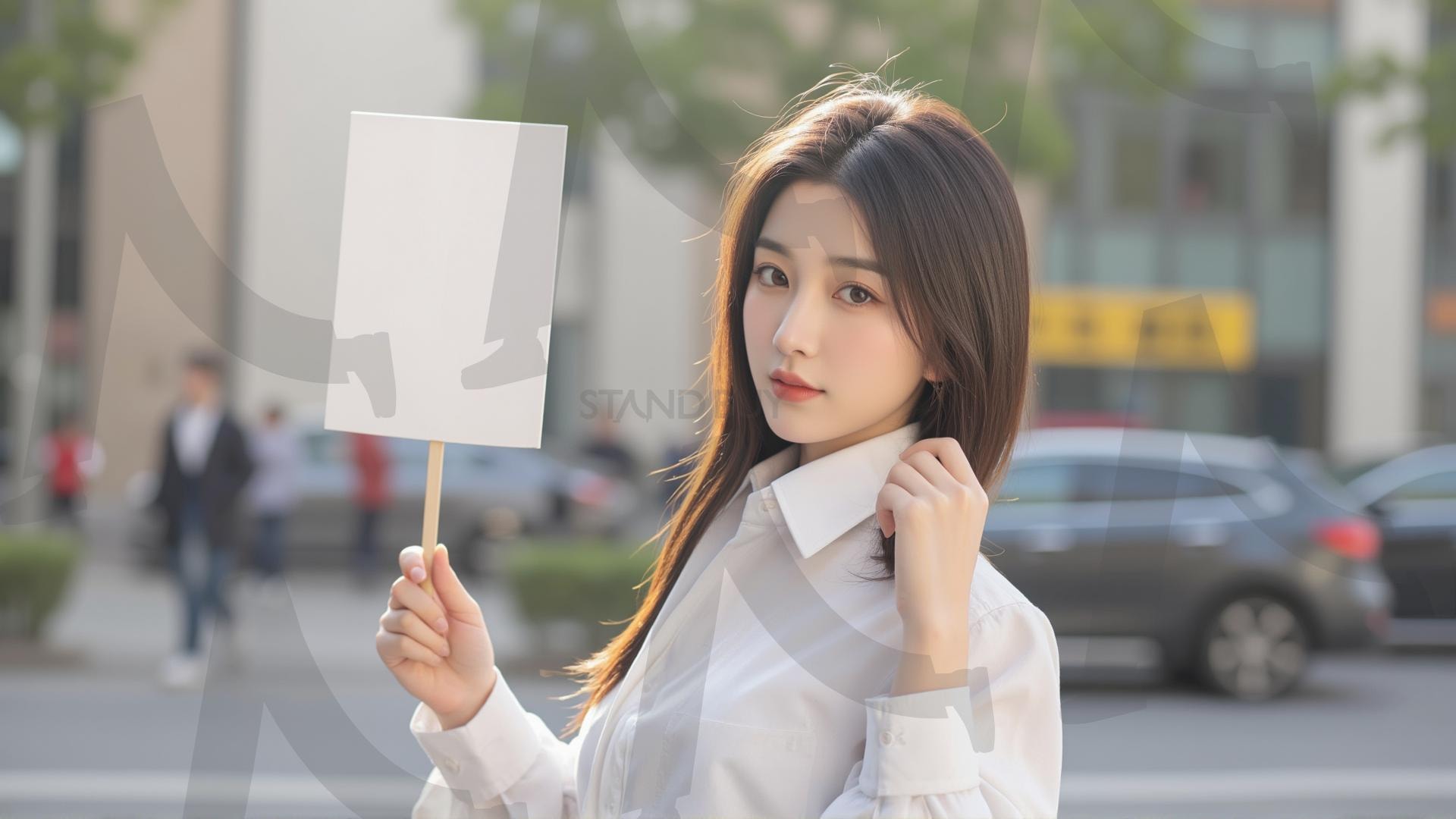 맞춤형 메시지 - 원하는 단어나 문구를 팻말에 넣어 사용 | 맞춤형 메시지, 팻말, 표지판, 안내, 경고, 광고, 정보, 프레젠테이션, ppt, 템플릿, Template, 미녀, 미인, ai | 스탠바이 STANDBUY 디지털 콘텐츠