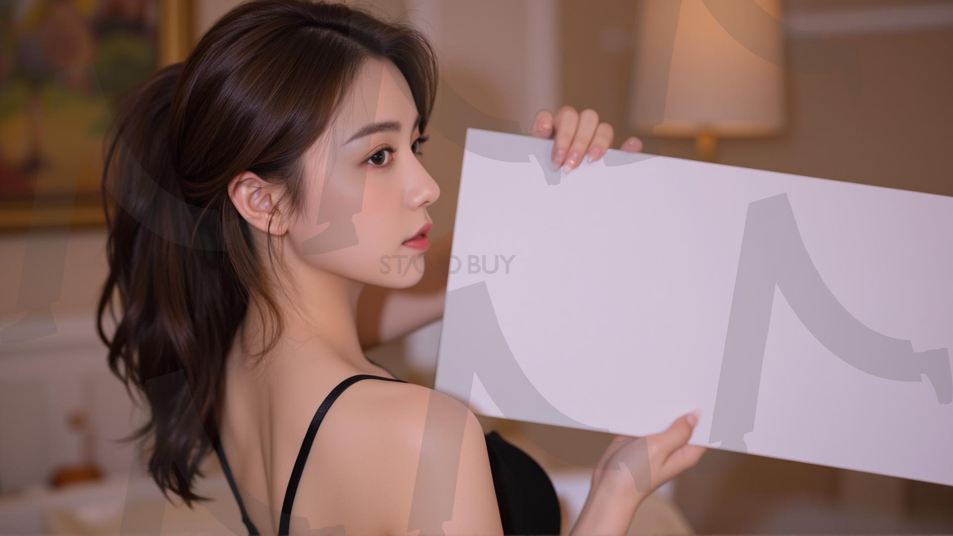 맞춤형 메시지 - 원하는 단어나 문구를 팻말에 넣어 사용 | 맞춤형 메시지, 팻말, 표지판, 안내, 경고, 광고, 정보, 프레젠테이션, ppt, 템플릿, Template, 미녀, 미인, ai | 스탠바이 STANDBUY 디지털 콘텐츠