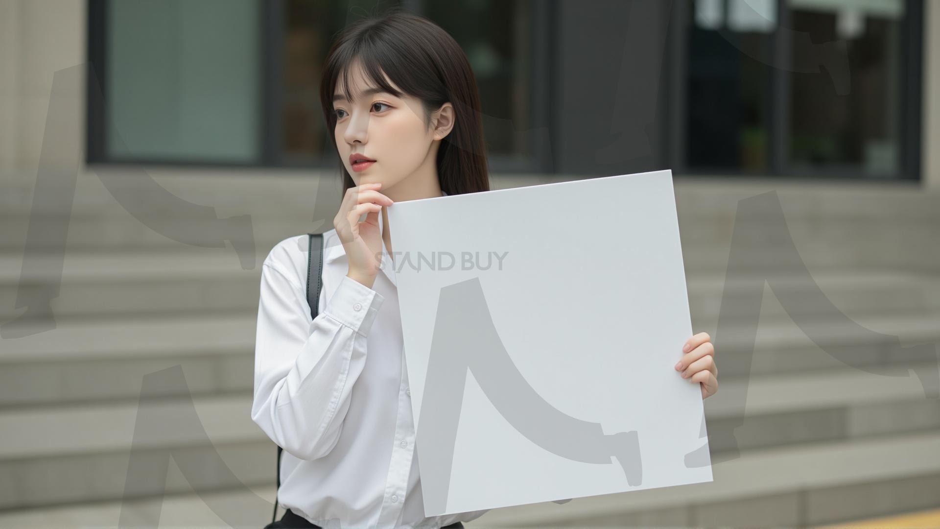 맞춤형 메시지 - 원하는 단어나 문구를 팻말에 넣어 사용 | 맞춤형 메시지, 팻말, 표지판, 안내, 경고, 광고, 정보, 프레젠테이션, ppt, 템플릿, Template, 미녀, 미인, ai | 스탠바이 STANDBUY 디지털 콘텐츠