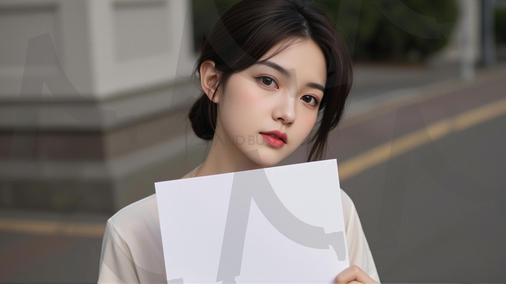 맞춤형 메시지 - 원하는 단어나 문구를 팻말에 넣어 사용 | 맞춤형 메시지, 팻말, 표지판, 안내, 경고, 광고, 정보, 프레젠테이션, ppt, 템플릿, Template, 미녀, 미인, ai | 스탠바이 STANDBUY 디지털 콘텐츠