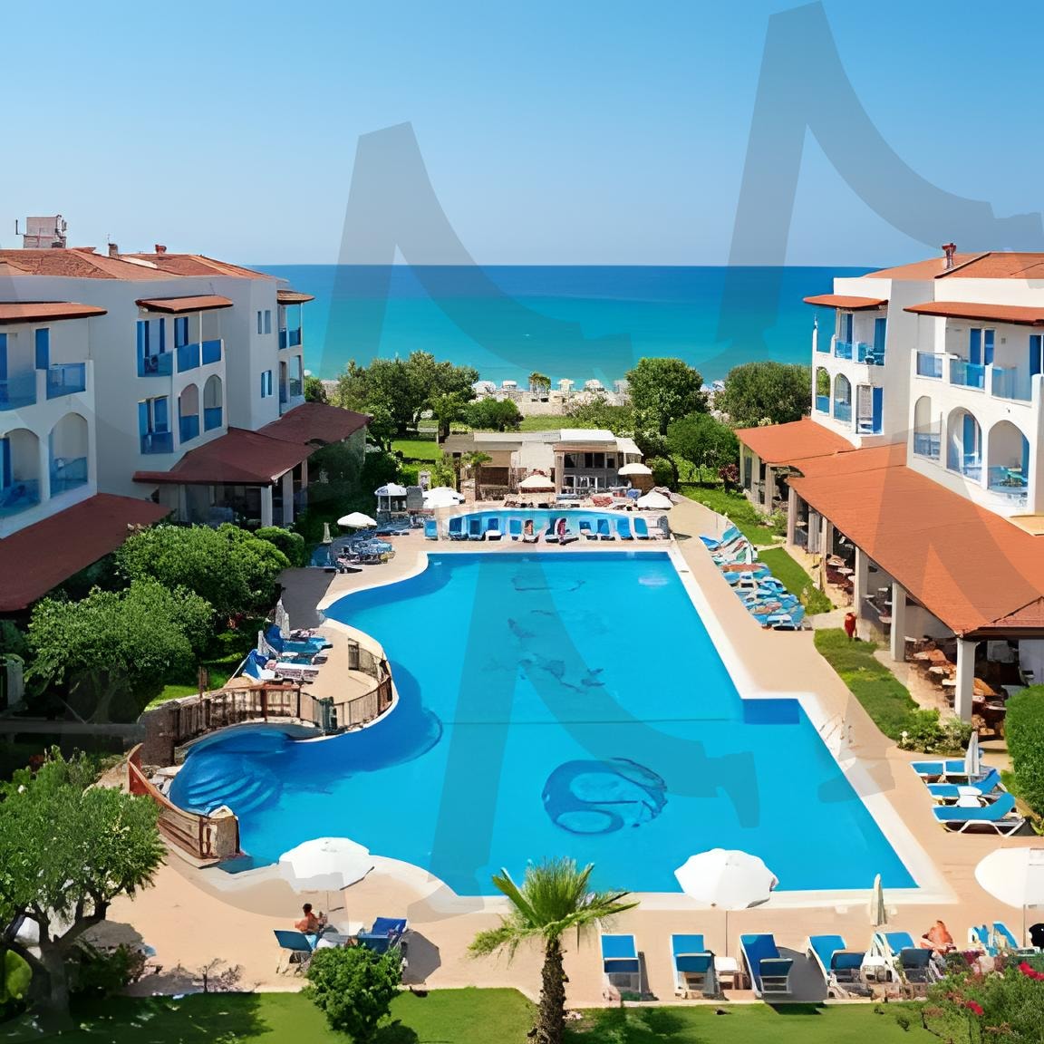 야외 수영장 | 수영장, ai, 휴양지, 휴식, 배경화면, 풍경, 깔끔한, 하늘, 바다, 아름다운건물, 파라솔, 여행 | 스탠바이 STANDBUY 디지털 콘텐츠