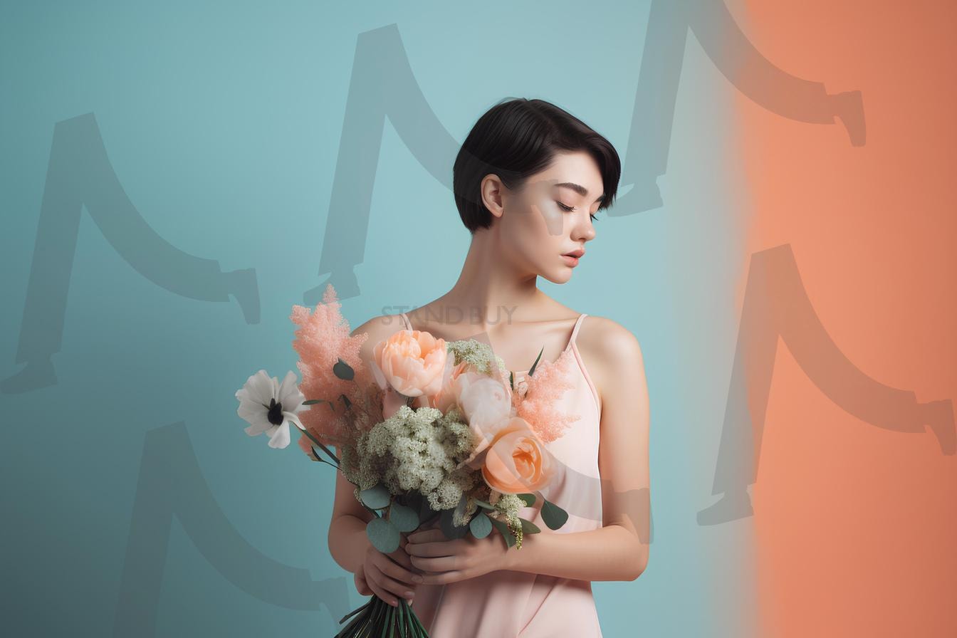 꽃을 든 여자 | 꽃, 꽃을든여자, 여자, 우주판다, 아름다운, ai | 스탠바이 STANDBUY 디지털 콘텐츠