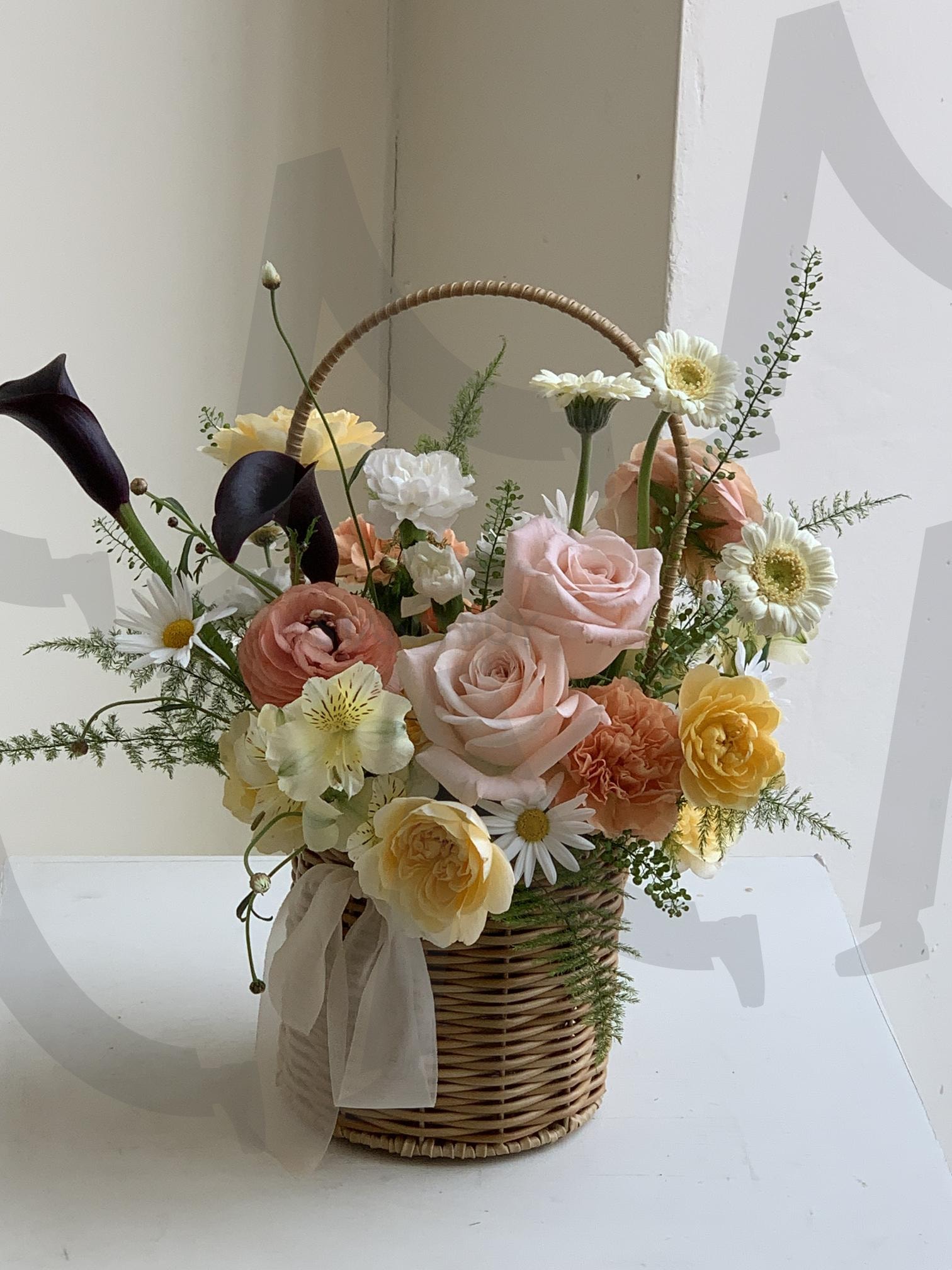 꽃 바구니 flower basket | 꽃, 꽃바구니, 센터피스, Flower basket, calla lilies | 스탠바이 STANDBUY 디지털 콘텐츠