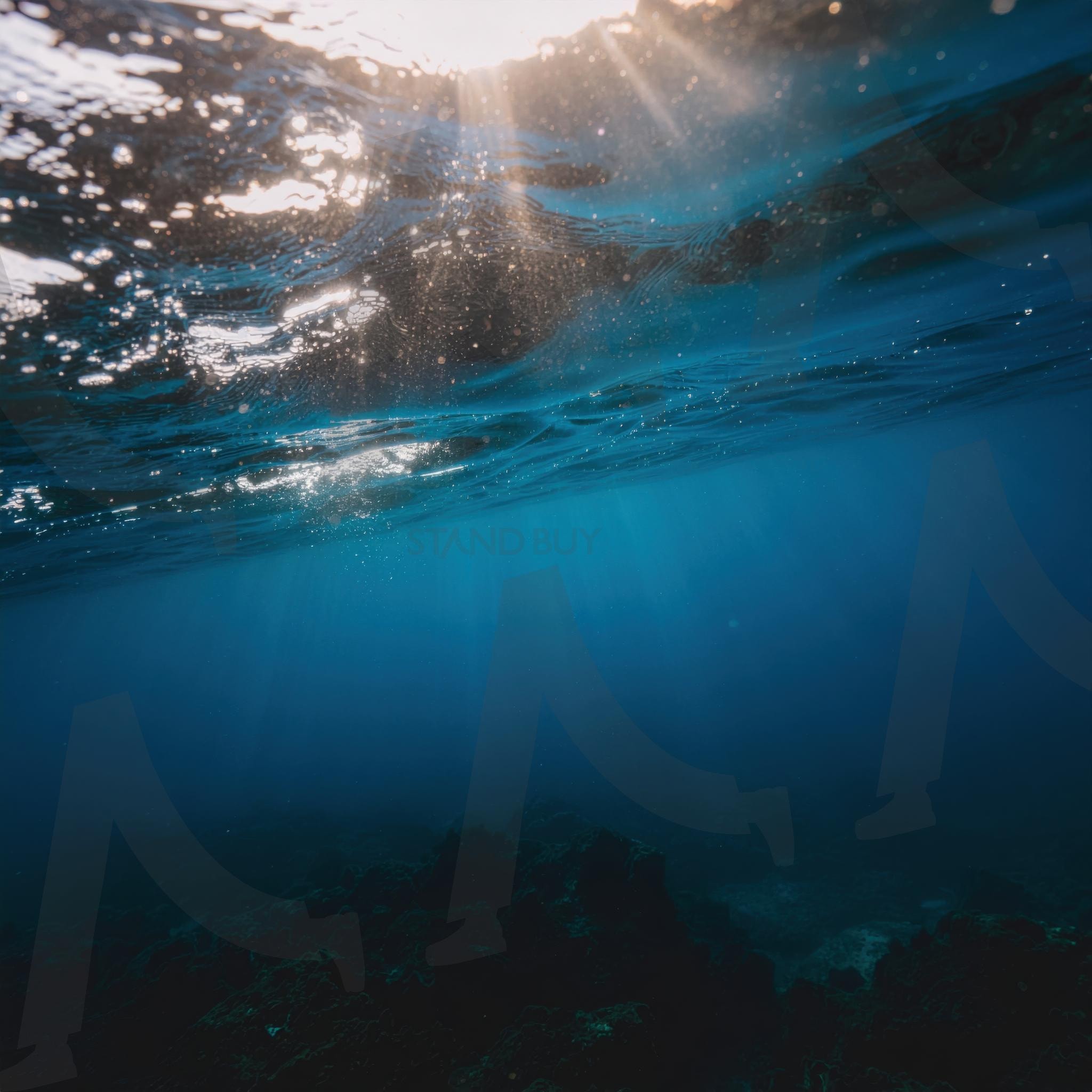 해양 생태계 보전과 수중 관광 산업에 필수적인 청정 해양 환경 자원 | 해양 환경, 수중 생태계, 해양 보전, 수중 관광, 해양 자원, 빛 굴절, 해양 연구, 청정 바다, 환경 모니터링, 수중 촬영, ai | 스탠바이 STANDBUY 디지털 콘텐츠