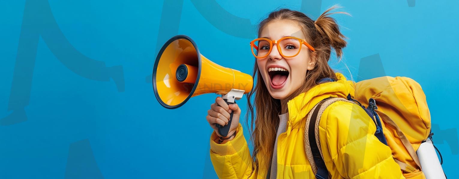 메가폰 | 메가폰, 메가폰외침, 외치는사람, 메가폰남자, 메가폰여자, 확성기, 발표, 시위, 응원, 연설, 소리치는사람, 메시지전달, 캠페인, 리더십, 알림, 공지, 집회, 열정, 주장, 목소리, 환호, ai | 스탠바이 STANDBUY 디지털 콘텐츠