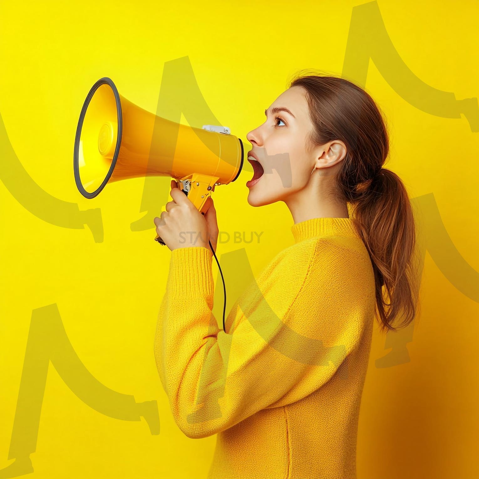 공지사항 | 메가폰, 메가폰외침, 외치는사람, 메가폰남자, 메가폰여자, 확성기, 발표, 시위, 응원, 연설, 소리치는사람, 메시지전달, 캠페인, 리더십, 알림, 공지, 집회, 열정, 주장, 목소리, 환호, 공지사항, ai | 스탠바이 STANDBUY 디지털 콘텐츠