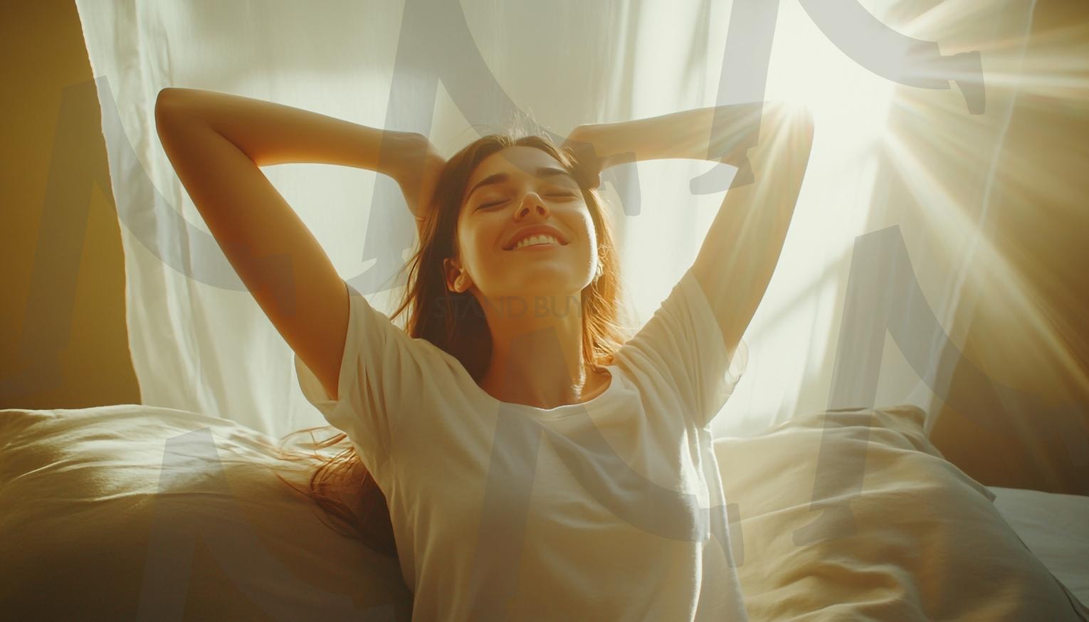 기지개 | 꿀잠, 숙면, 편안한잠, 아늑한침대, 포근한이불, 베개, 침실, 아침햇살, 굿모닝, 기상, 아침풍경, 침대에서일어남, 이불속, 편안한수면, 수면건강, 침대정리, 숙면습관, 아침미소, 침대휴식, 잠자는여자, 잠자는남자, 침실인테리어, 기지개, 휴식, 수면, ai | 스탠바이 STANDBUY 디지털 콘텐츠