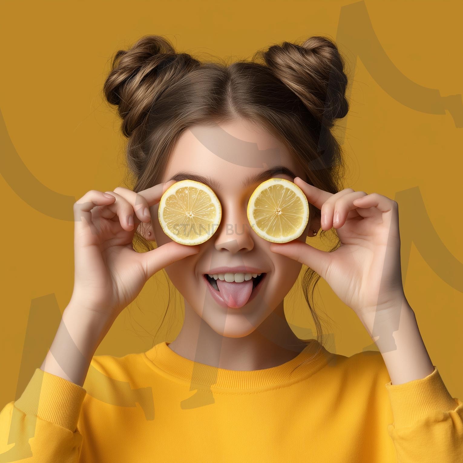레몬걸 | 양갈래머리소녀, 레몬반쪽, 레몬아이, 눈가린소녀, 장난스러운표정, 유쾌한소녀, 밝은노란색, 노란배경, 노란옷, 웃는얼굴, 혀내민소녀, 귀여운포즈, 과일장난, 여름분위기, 상큼한이미지, 유머러스, 밝은분위기, 어린이모델, 창의적사진, 포트레이트, 해피걸, 비타민이미지, 비타민, 소녀, 레몬, lemon, ai | 스탠바이 STANDBUY 디지털 콘텐츠