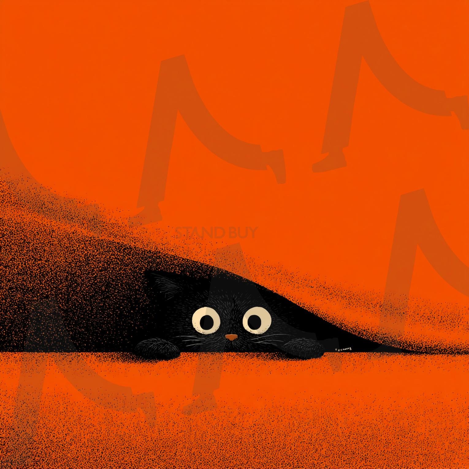 검은 고양이 | 검은고양이, 고양이, 귀여움, 일러스트, 만화, 동물, 숨기, 장난, 호기심, 큰눈, 주황색, 배경, 심플, 미니멀, 포근함, 귀여운동물, 귀여운고양이, 고양이눈, 냥이, black cat, ai | 스탠바이 STANDBUY 디지털 콘텐츠