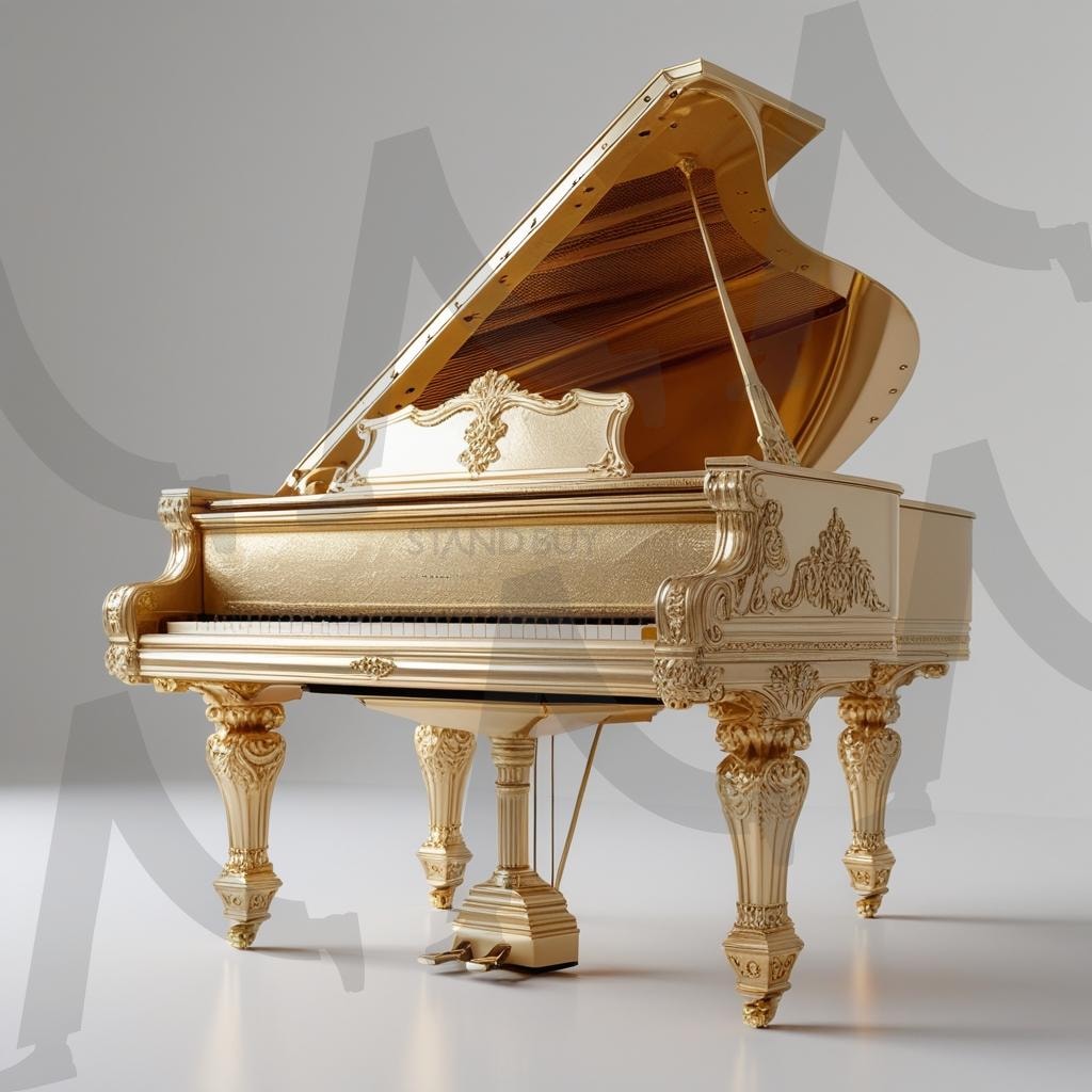 아름다운 금장 피아노 | 피아노, 황금빛, 골드, 고급스러운, 좋은 악기, 피아노선율, 음악, ai | 스탠바이 STANDBUY 디지털 콘텐츠