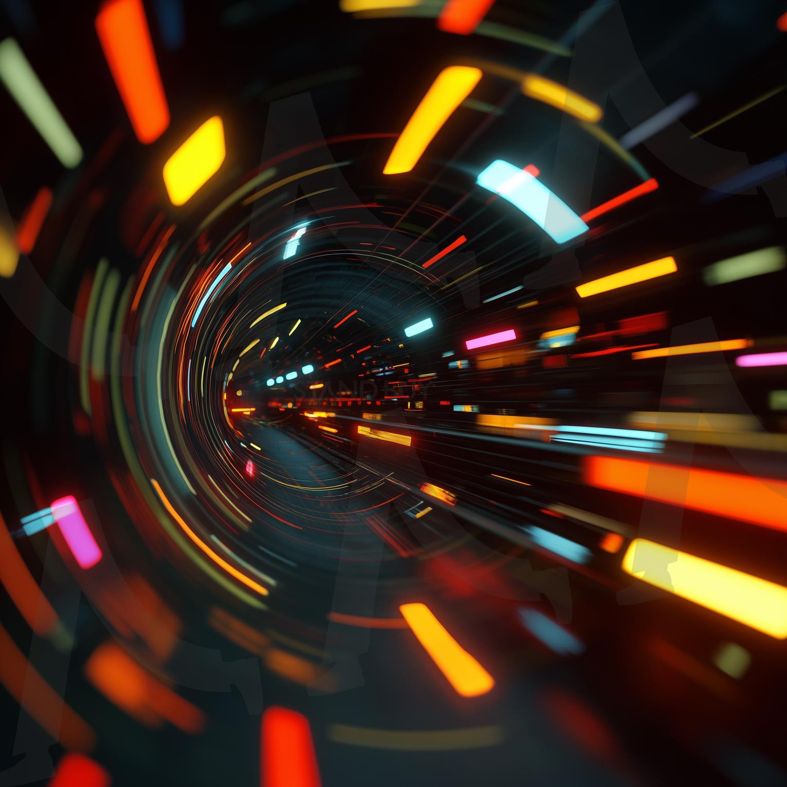 스피드 | 빛, 속도, 터널, 미래, 네온, 광속, 에너지, 디지털, 움직임, 역동적, 과학, 기술, 추상, 환상, 우주, 여행, 광선, 현대, 혁신, 패턴, 스피드, 환상적, 시간여행, 워프, 타임머신, ai | 스탠바이 STANDBUY 디지털 콘텐츠