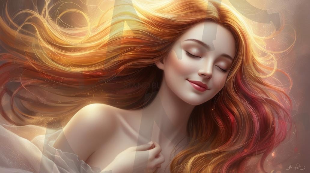 꿈을 꾸는 여성 | 미소짓는, 아름다운, 꿈을꾸는, 평화로운, healing, 숙면, ai, 사랑스러운 | 스탠바이 STANDBUY 디지털 콘텐츠