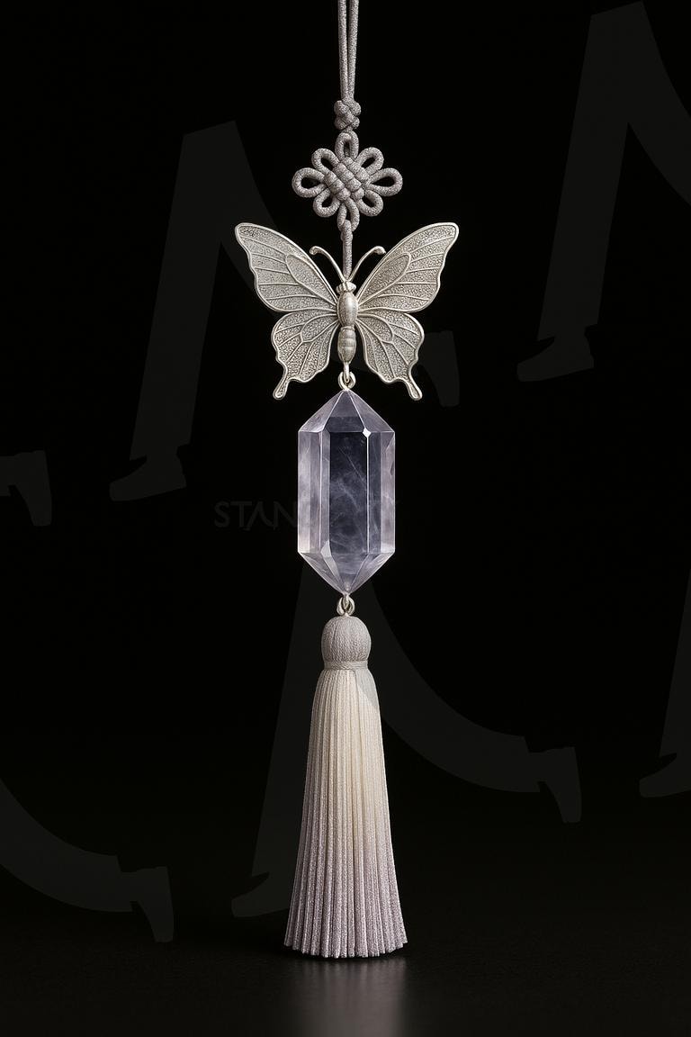Gemstone Norigae 연수정 노리개 | ai, gemstone, gemstone accessory, Korea traditional tessel ornament, lavender gray accessory, Gray quartz Norigae, luxurious ornament, korea | 스탠바이 STANDBUY 디지털 콘텐츠