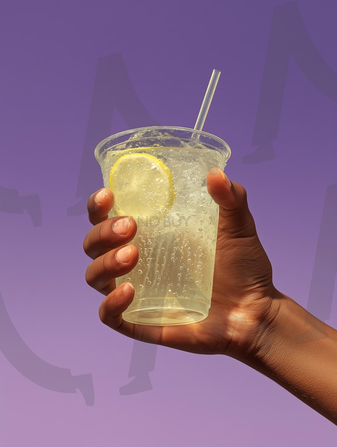 레몬에이드 | 레몬에이드, 탄산음료, 음료, 레몬, 플라스틱컵, 빨대, 손, 시원함, 청량감, 여름, 상큼함, 거품, 투명컵, 노란색, 보라색 배경, 건강음료, 상쾌함, 목마름, 신선함, 음료수, 간편함, 휴식, 라이프스타일, ai | 스탠바이 STANDBUY 디지털 콘텐츠