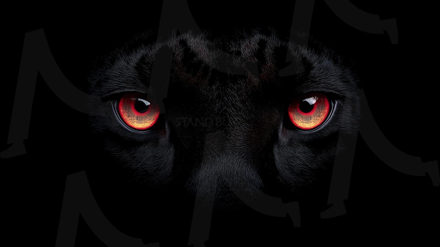 블랙팬 | 흑표범, 붉은 눈, 동물 얼굴, 맹수, 야생동물, 포식자, 고양잇과, 어둠, 강렬한 시선, 미스터리, 위협, 사냥, 야행성, 검은 털, 공포, 집중, 위엄, 정면 응시, 숲, 위장, 긴장감, 힘, ai | 스탠바이 STANDBUY 디지털 콘텐츠