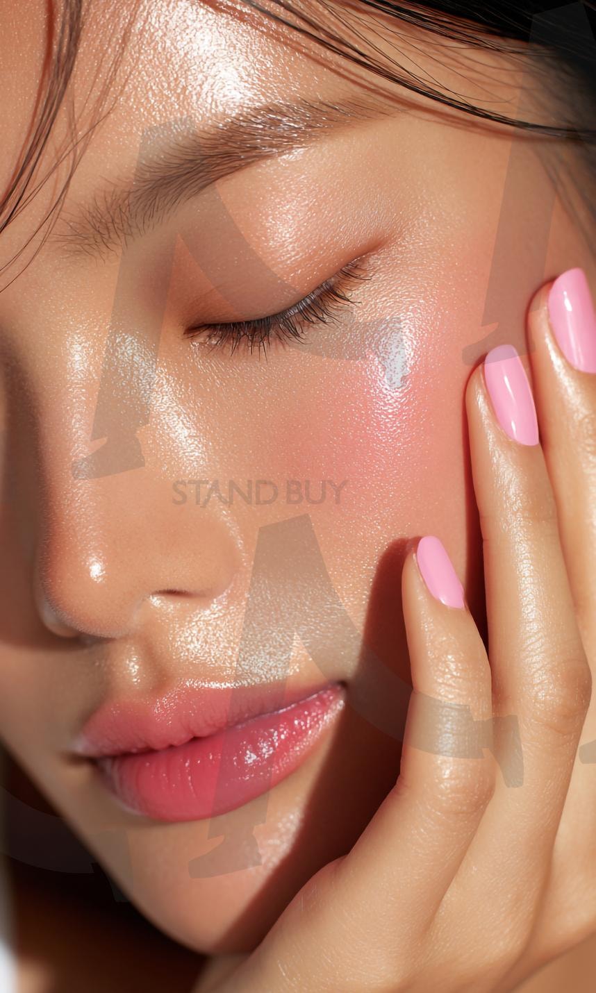 피부관리 | 피부, 윤기, 광채, 메이크업, 뷰티, 여성, 얼굴, 클로즈업, 촉촉함, 건강, 깨끗함, 자연스러움, 피부관리, 화장품, 트렌드, 세련됨, 매끄러움, 청순함, 미용, 피부톤, 스타일, 프레시, ai | 스탠바이 STANDBUY 디지털 콘텐츠