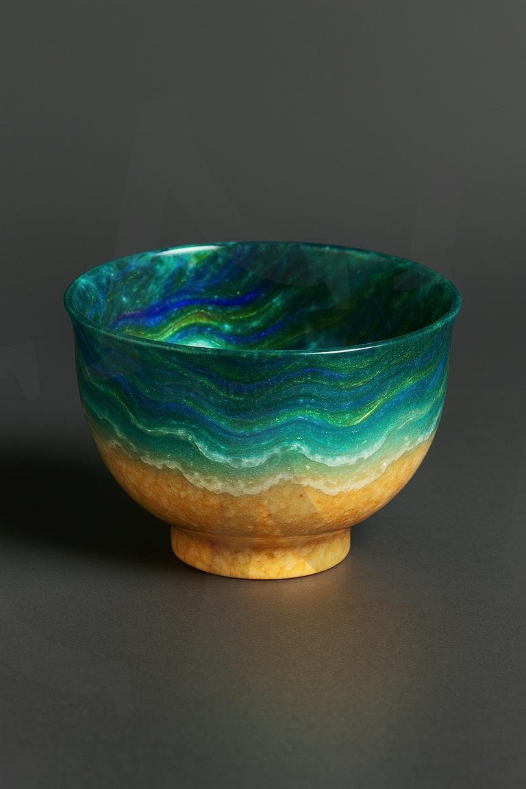 raw stone art | ai, ocean wave, mineral, gemstone, Gemstone cup, blue and sand | 스탠바이 STANDBUY 디지털 콘텐츠